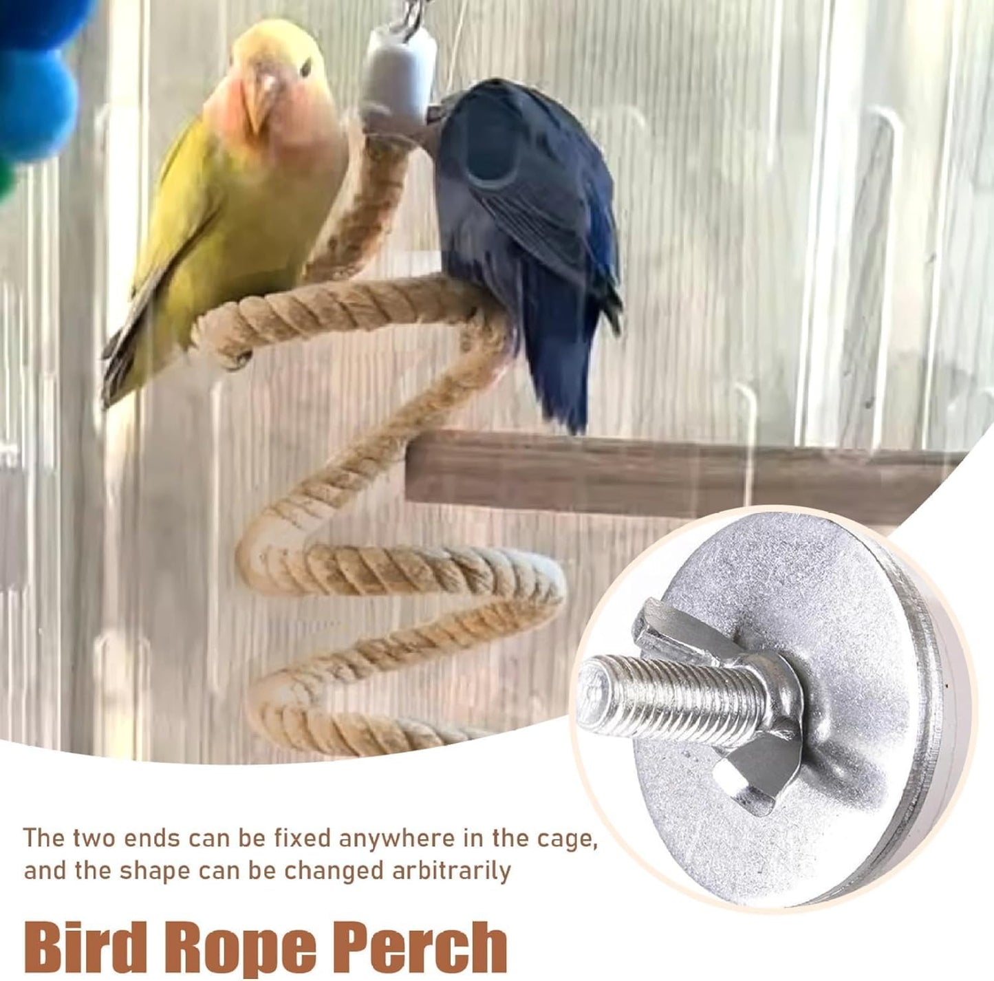 24 Inch Hanging Bird Rope Perch for Parrots, Cockatiels, Budgie, Parakeet & Other Small Birds - Natural Chew Toy & Perching Stand Furr-Reel