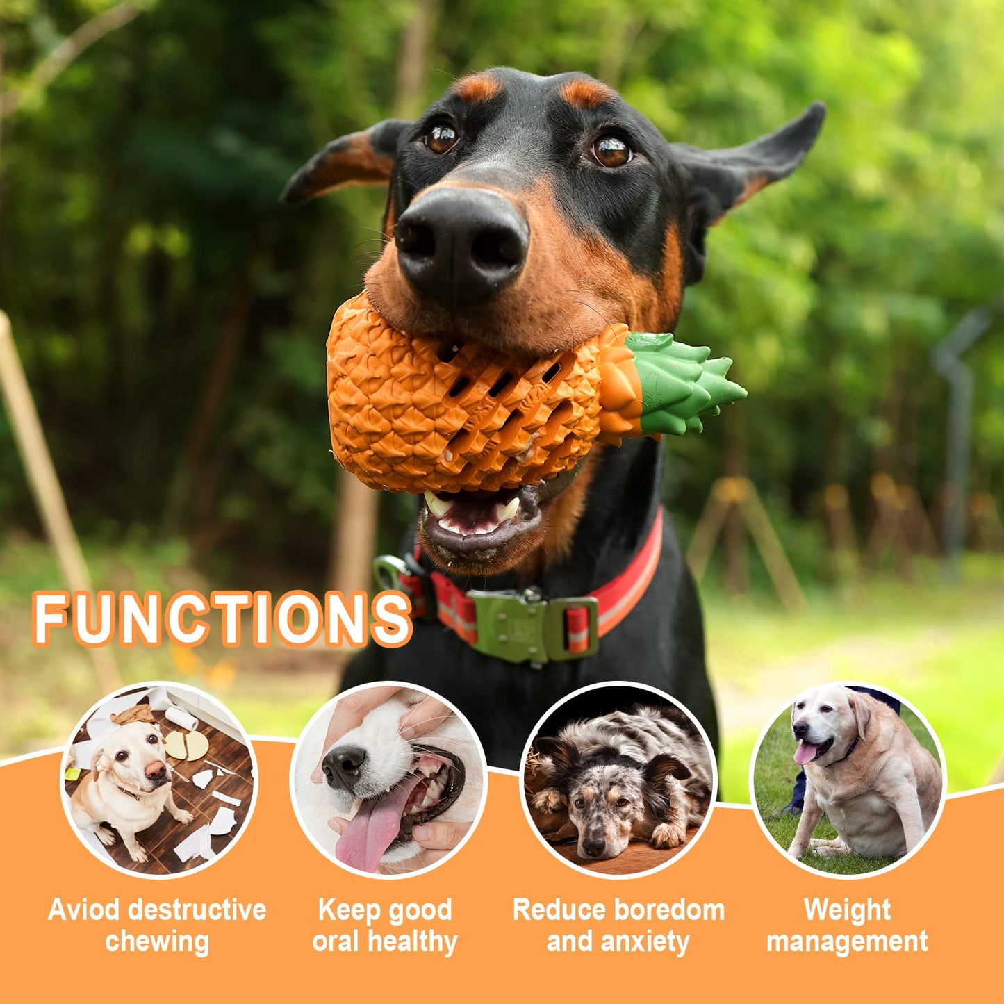 PETOPIA Dog Toys for Aggressive Chewers,Pineapple Dog Chew Toys,Indestructible Dog Toys for Aggressive Chewers,Tough Durable Large Dogs