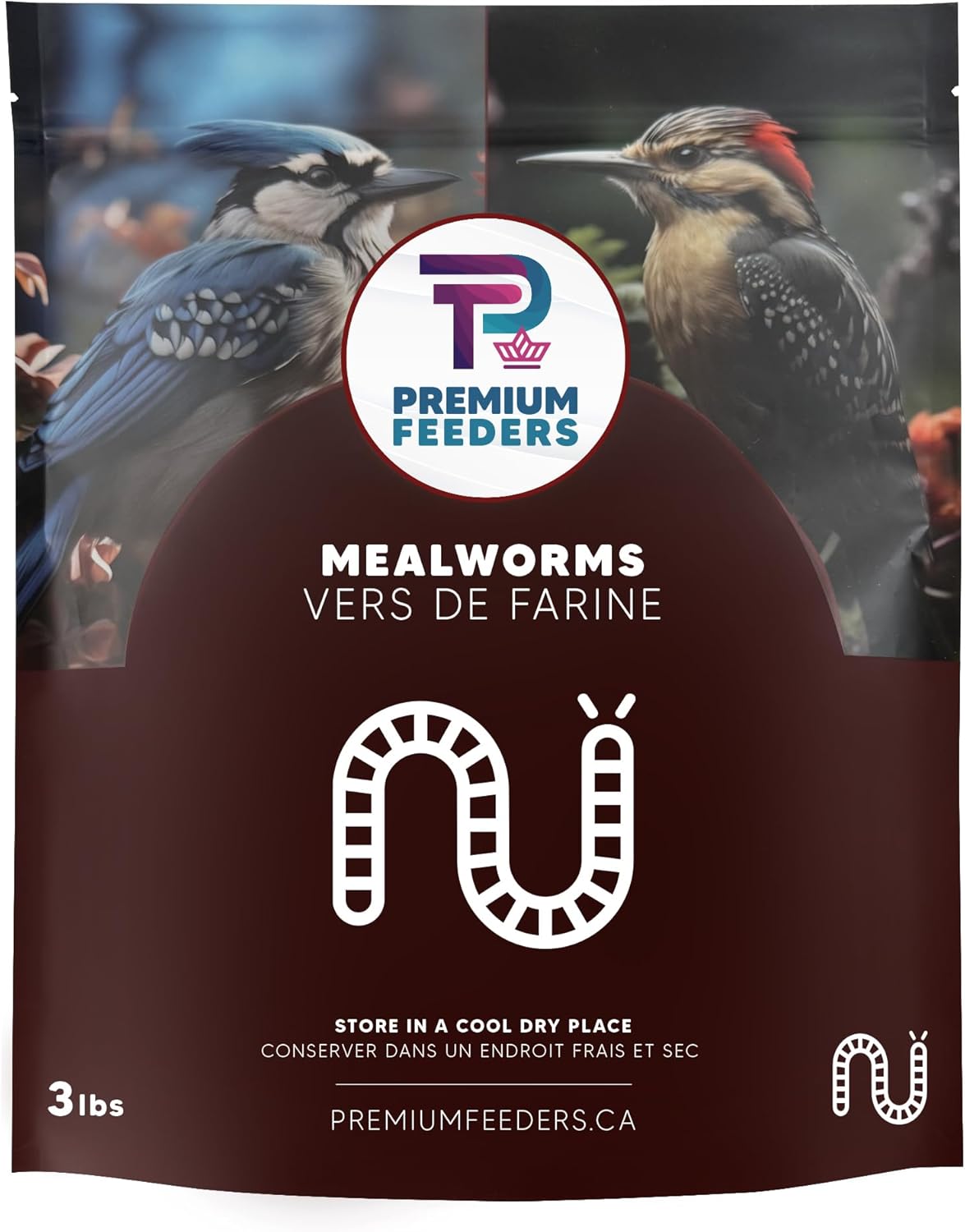 3LB - MEALWORMS by Premium Feeders – Approx 48000+ Dried Mealworms - Chicken & Bird Feed - Meal Worms Treats - High Protein – Mealworm for Chickens, Wild Birds, Hens, Rat, Fish, Hedgehog & Hamster