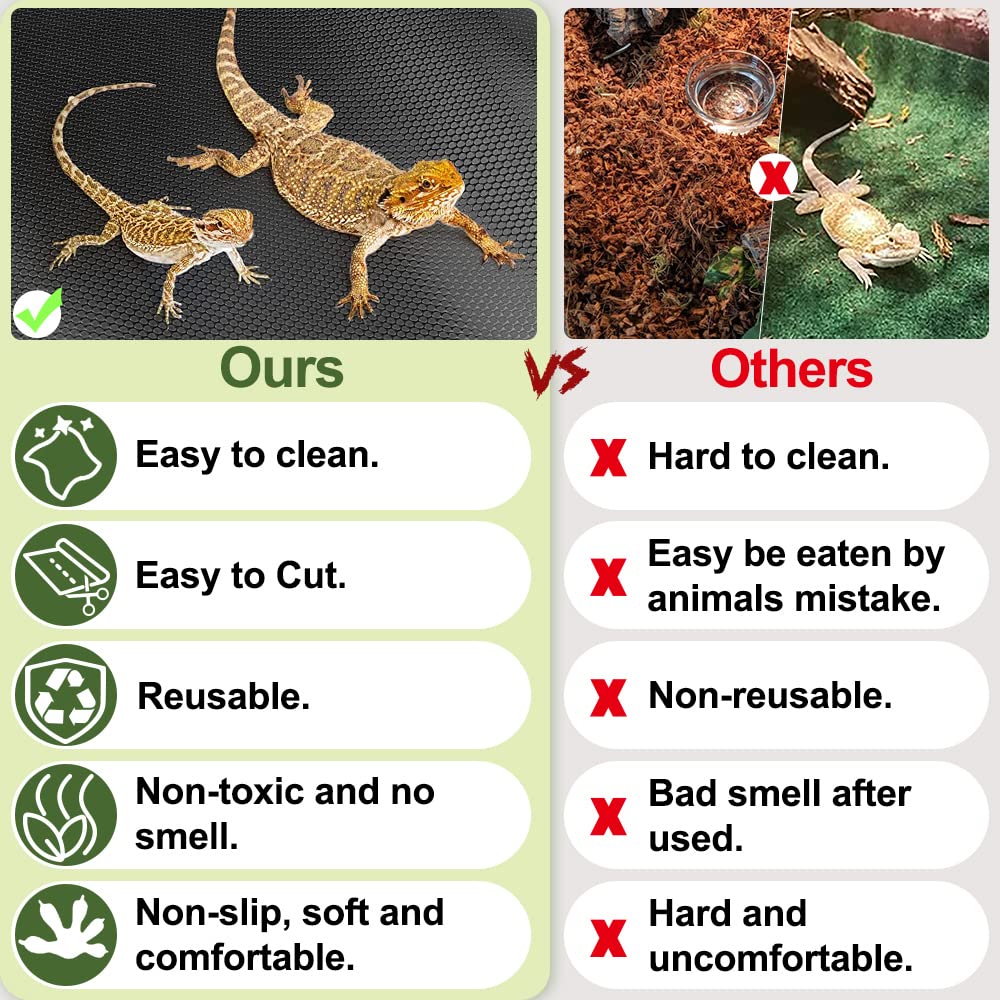 TCYPUHL Reptile Carpet, Reptile Mat, Bearded Dragon, Leopard Gecko Substrate,Bearded Dragon Tank Flooring, Snake,Tortoise Bedding, Bearded Dragon Tank Accessories (18"X 79", 1 PCS)