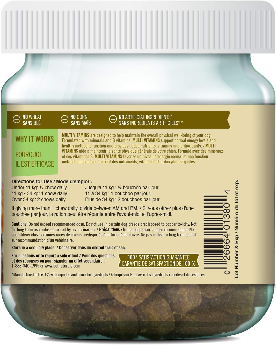 PET NATURALS, Multi Vitamins for Dogs, Daily Multivitamin with 24 Healthful Nutrients, 90 Bite-Sized Chews Brown