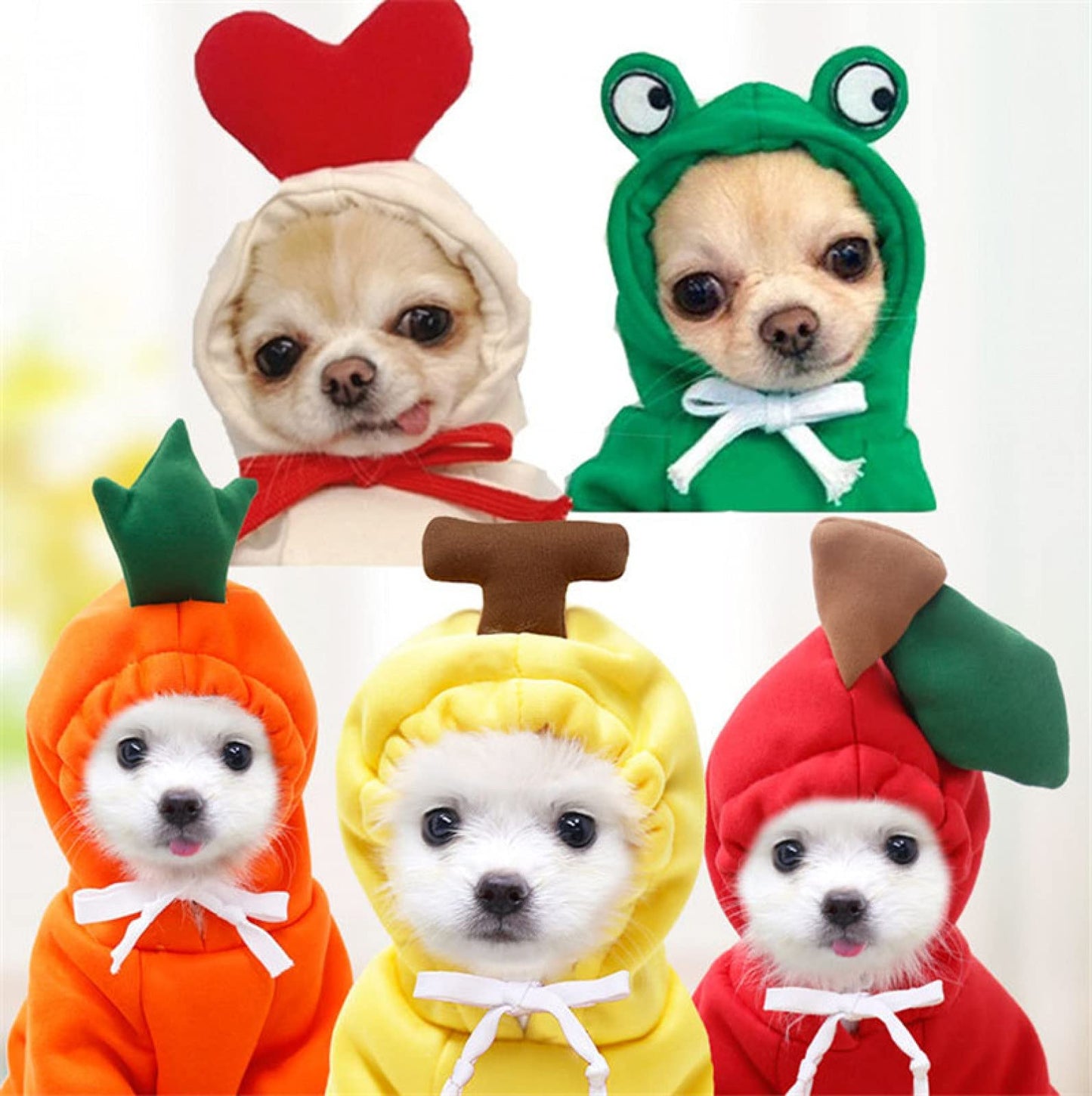 Warm Dog Winter Clothes Cute Fruit Dog Coat Hoodies Fleece Pet Dogs Costume Jacket for French Bulldog Chihuahua Ropa para Perro(Green,S)