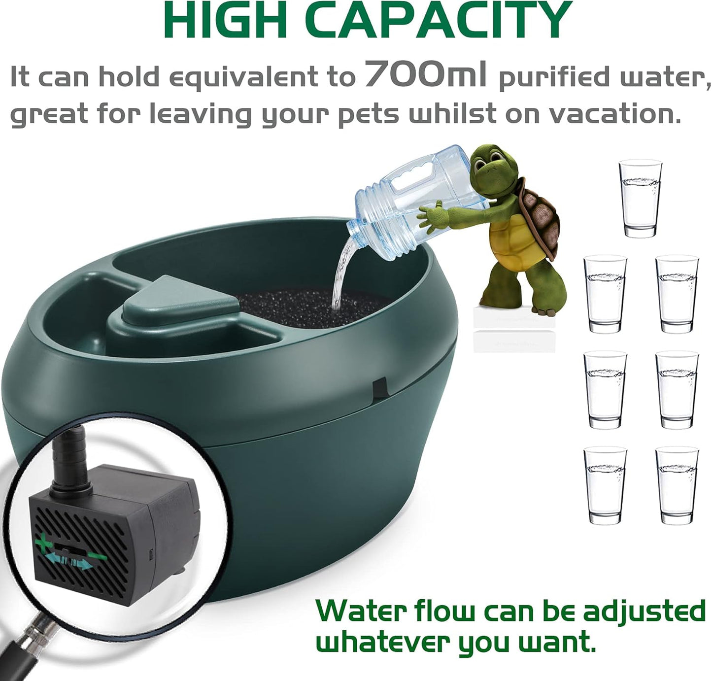 Reptile Chameleon Cantina with Snacks Trough, Drinking Fountain Water Dripper for Amphibians Insects Lizard Turtle Snake Spider Frog Gecko, Comes with Two Pumps (One for Replacement) Furr-Reel