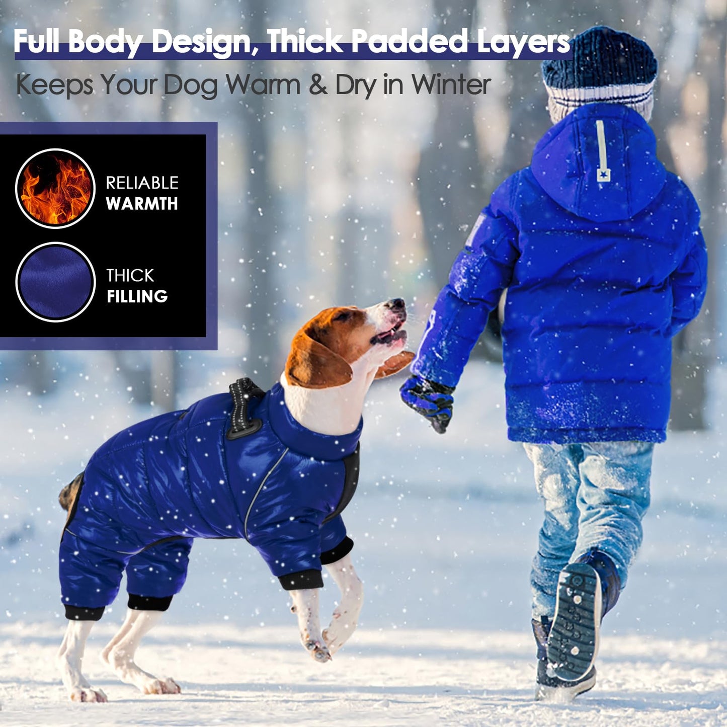 AOFITEE Dog Coat, Waterproof Dogs Jacket for Winter, Warm Fullbody Small Dog Snowsuit, Winter Coat for Small Dogs, Zip Up Pet Puffer Jacket Fleece Vest, Reflective Pet Snow Jackets, Christmas Red Furr-Reel