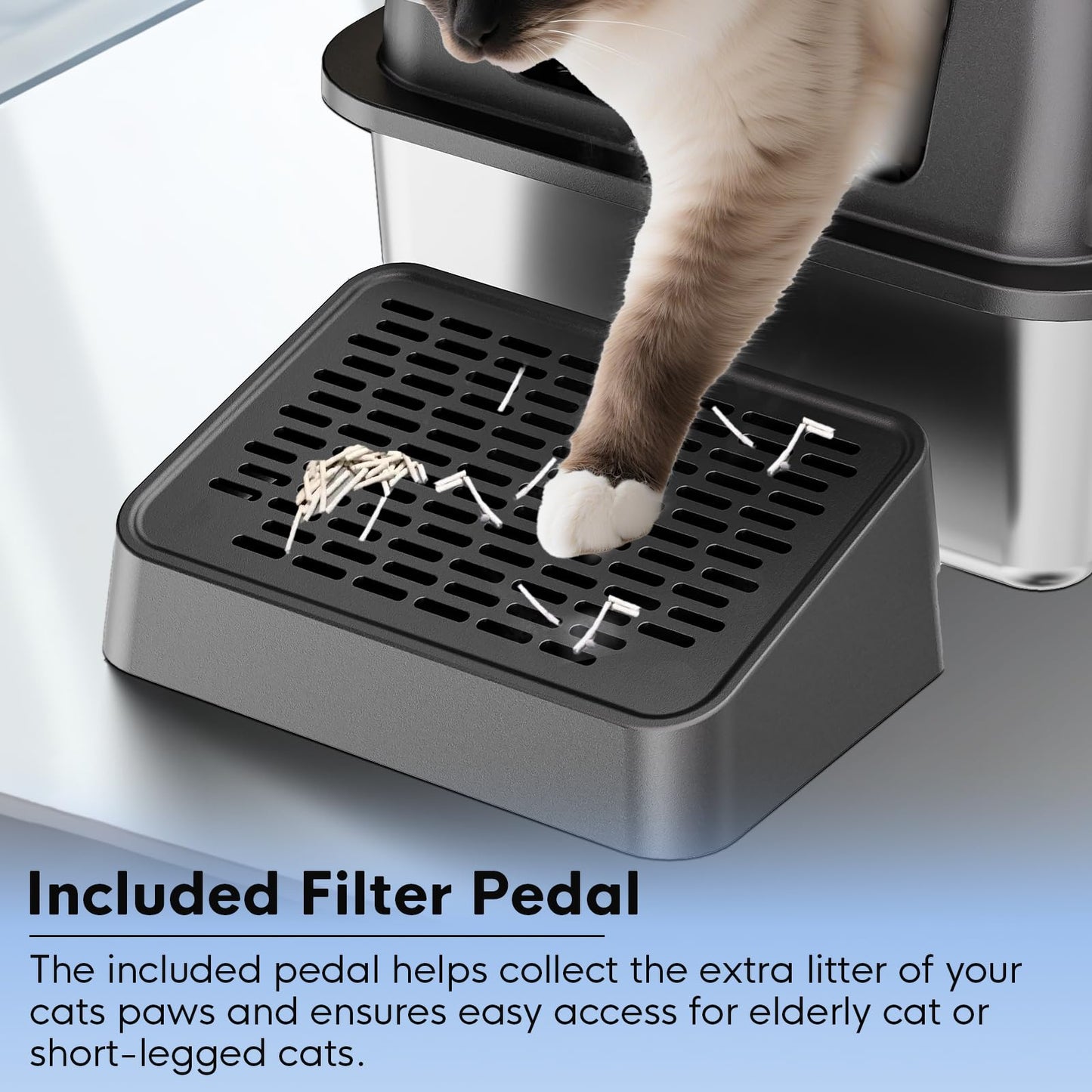 TENTIZON Stainless Steel Cat Litter Box, Extra Large Enclosed Kitty Litter Box with Removable Lid, Scoop, Pedal, XL High Sided Metal Litter Pan for Kitten, Big Cats Up to 11KG