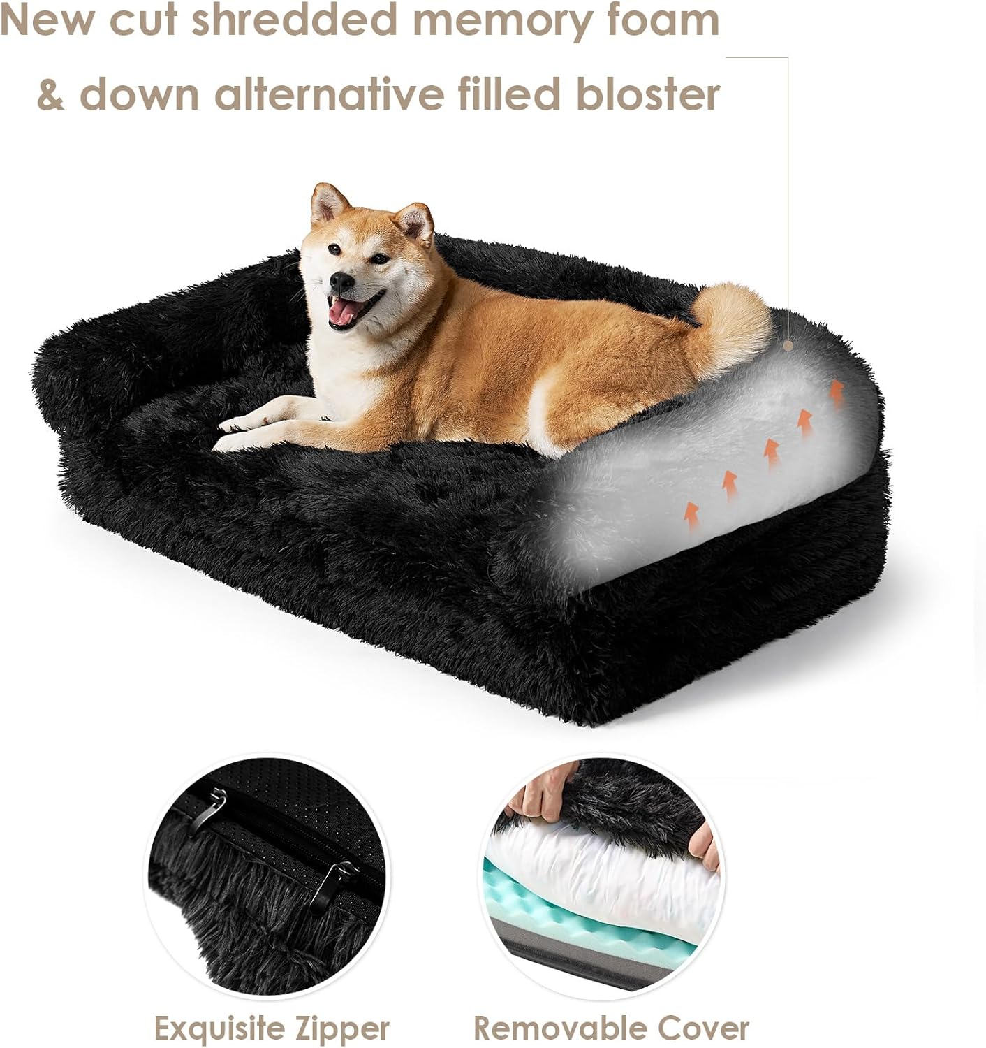 EHEYCIGA Foldable XXL Dog Bed, 54"x38"x7.5" Memory Foam Orthopedic Dog Couch for Extra Large Dogs, Calming Waterproof Pet Sofa with Washable Cover, Human Dog Bed for Kids, Dark Grey - Furr-Reel