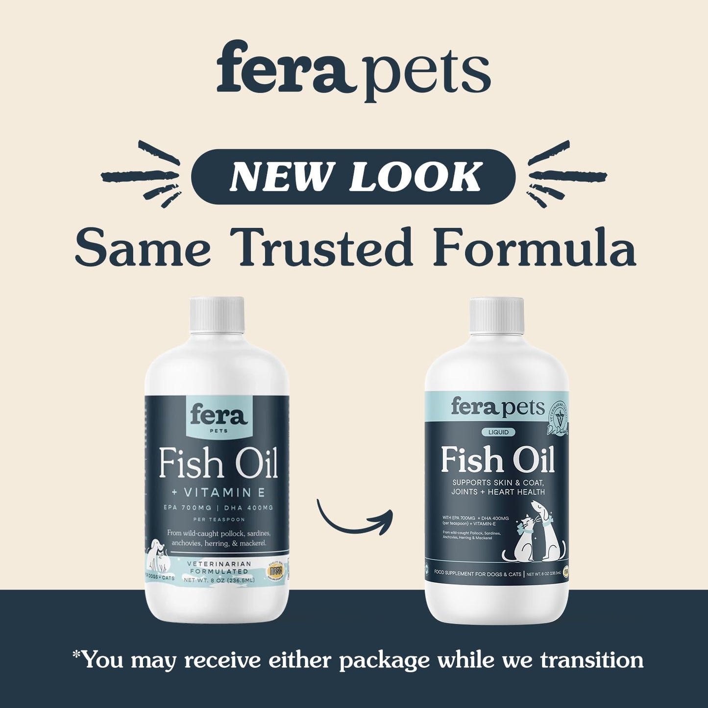 Fera Pets Fish Oil for Dogs & Cats – 16oz, 96 Servings – Vet Created - Liquid Fish Oil with Wild-Caught Fish -for Pet’s Skin, Immune & Brain Function