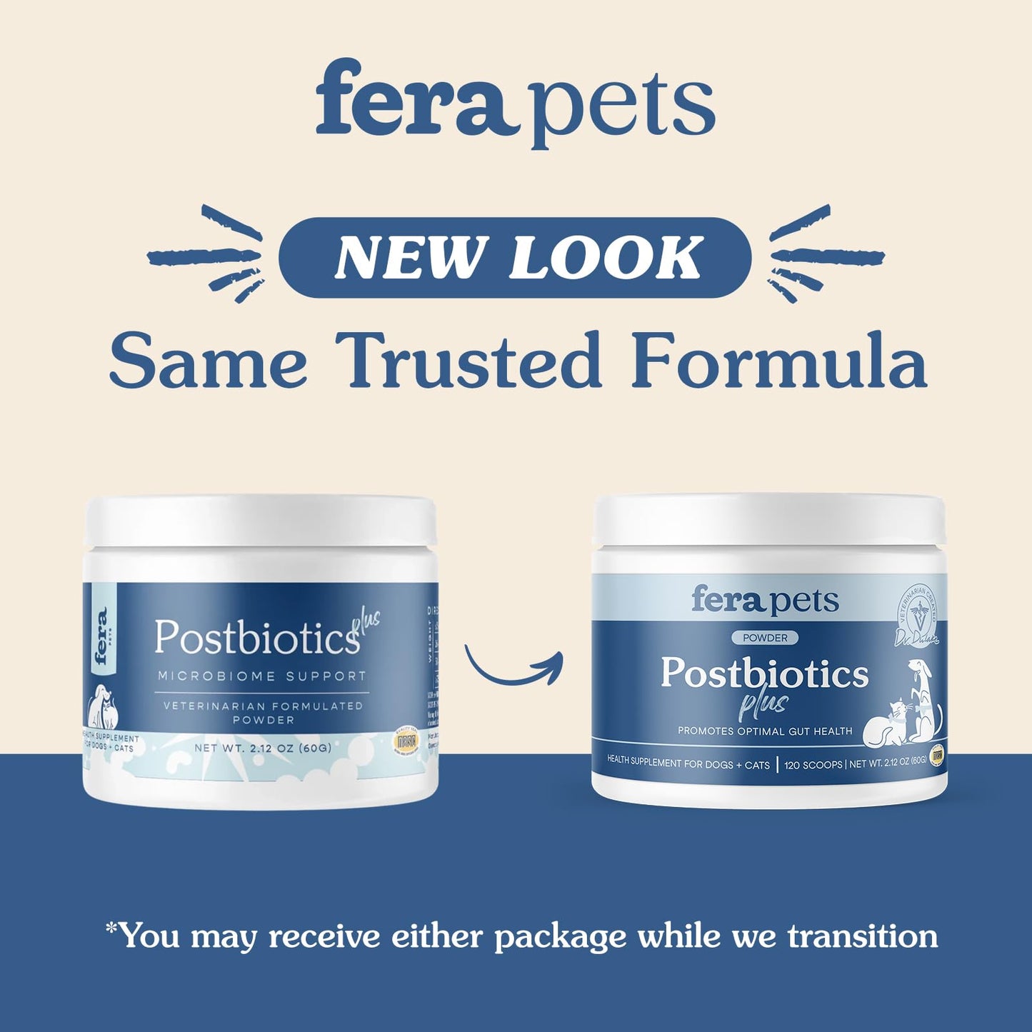 Fera Pets Organic Probiotics for Dogs & Cats - Cat & Dog Probiotic Supplement with 12 Strains & Prebiotics for Your Pet’s Digestion - 60 Scoops