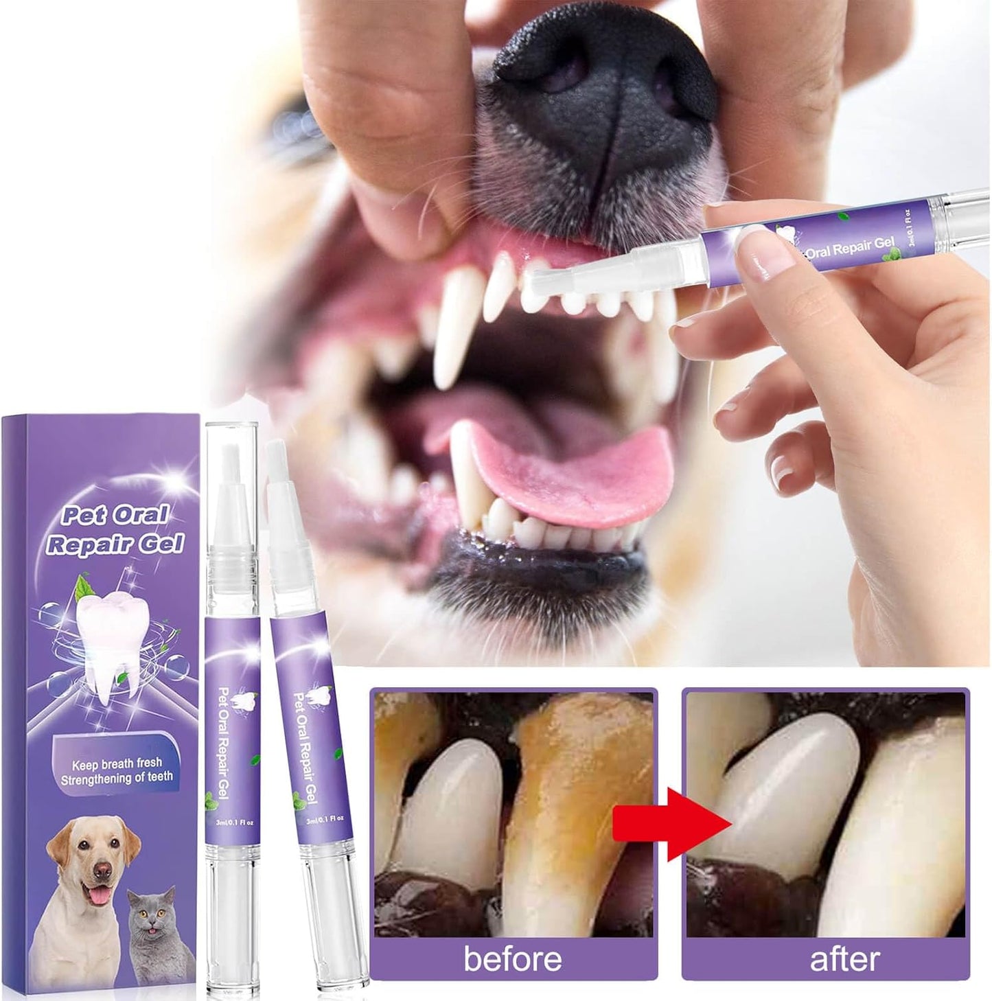 2PCS Pet Oral Repair Gel