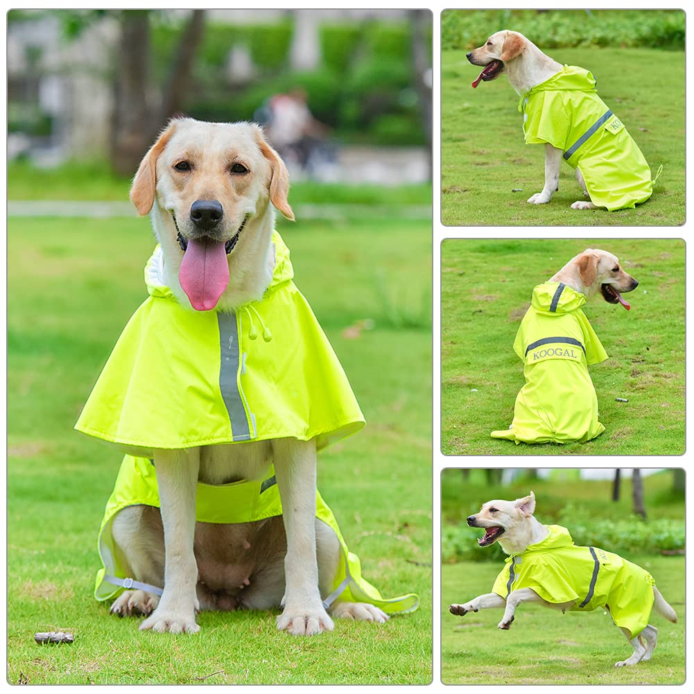 KOOGAL Pet Large Dog Raincoat Apparel Poncho Waterproof for Medium Large Sized for Dog Raincoat Clothes，Dog Rain Jacket,Pet Dog Clothes,Raincoats Coat (Green, 2XL)