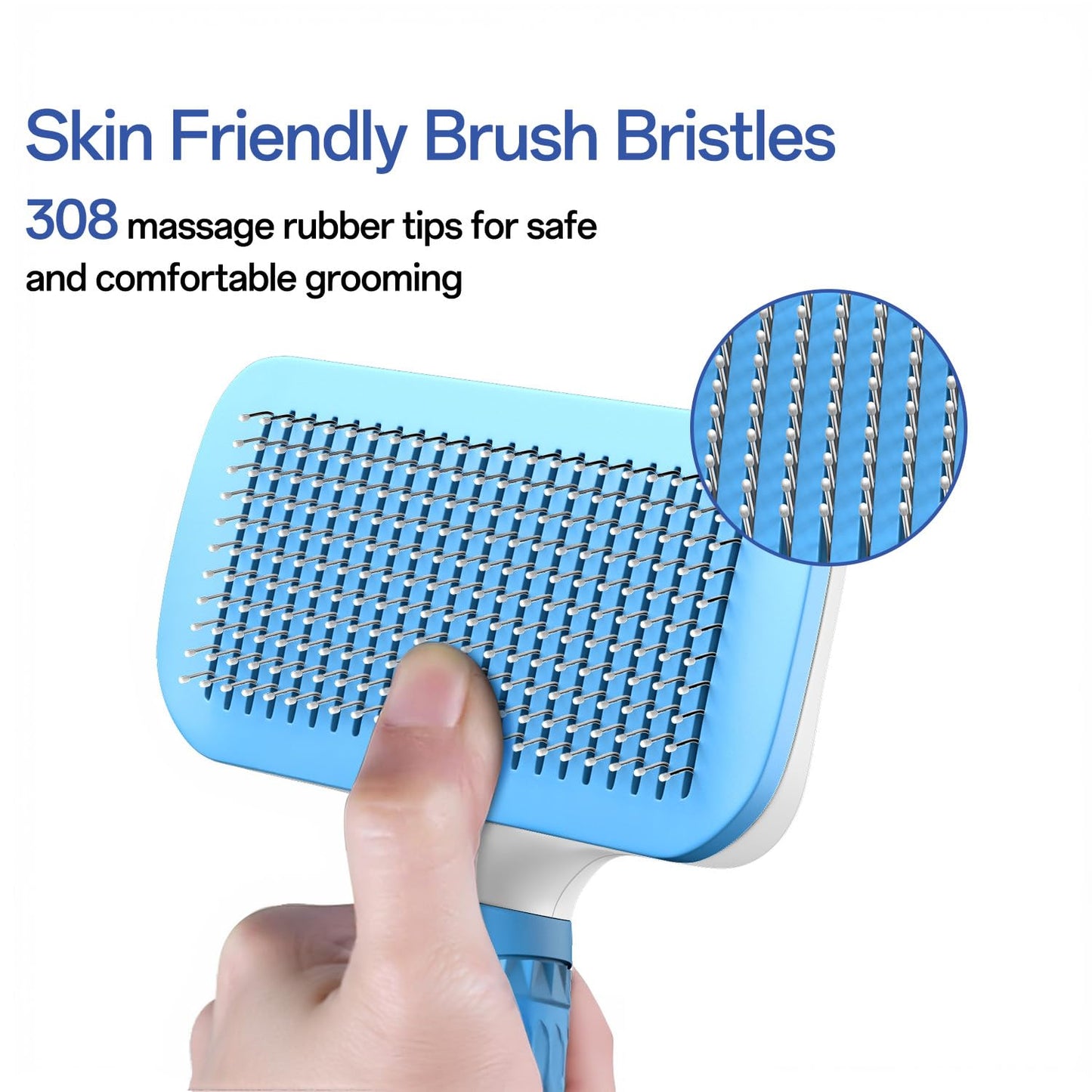 ACE2ACE Dog Brush, Cat Brush for Shedding Long and Short Haired, Self-Cleaning Dog Slicker Brush, Removes Loose Fur for Puppy, Cockapoo, Labrador, Golden Retriever, Pomeranian, Poodle, Rabbits, Blue - Furr-Reel