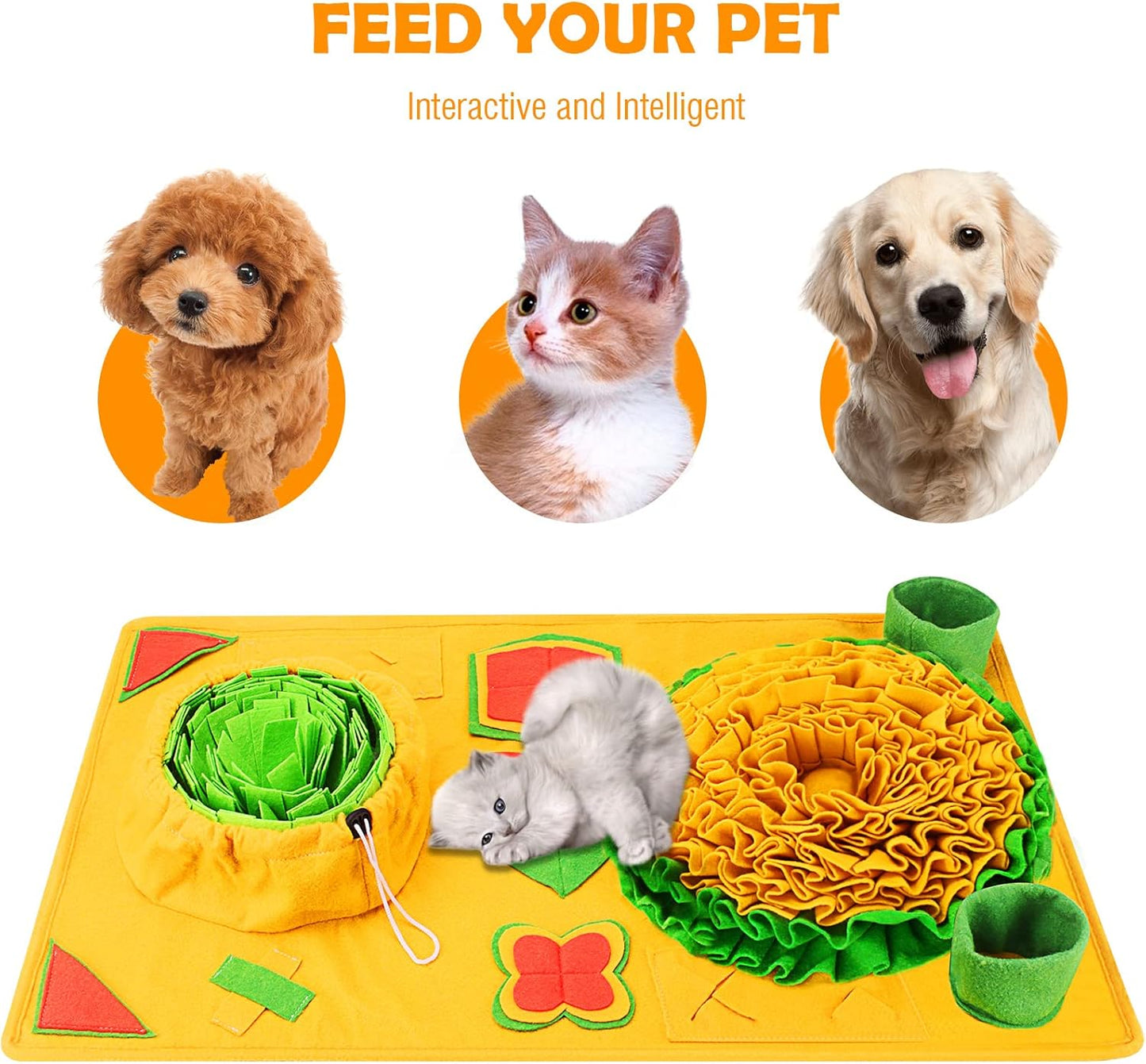 BORUIT Snuffle Mat for Dogs Large Medium Small 31.5"x 19.3" Dog Snuffle Mat,9 Training Elements Interactive Dog Toys for Puppies Cats Brain Toys,Encourages Natural Foraging Skills,Stress Relief