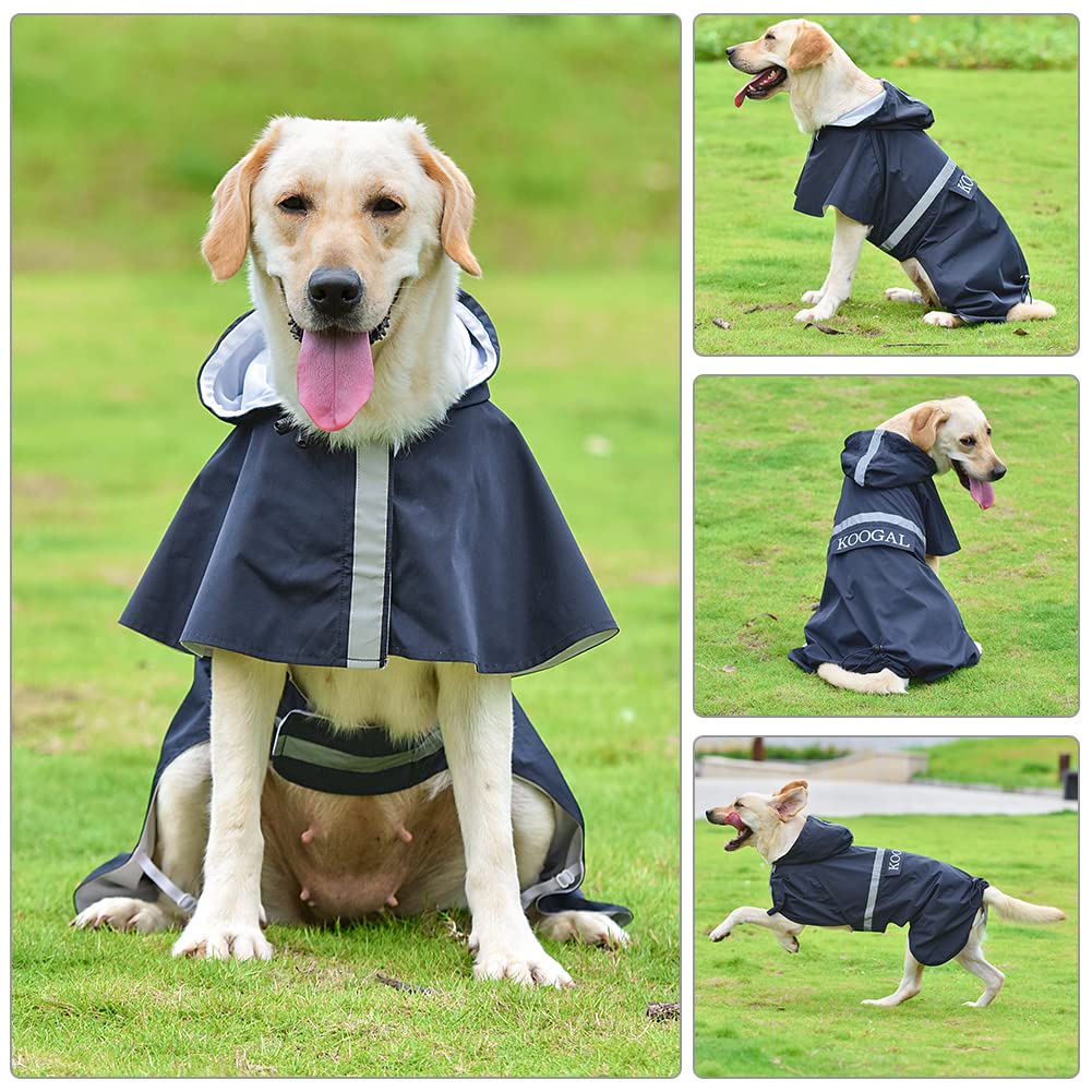KOOGAL Pet Large Dog Raincoat Apparel Poncho Waterproof for Medium Large Sized for Dog Raincoat Clothes，Dog Rain Jacket,Pet Dog Clothes,Raincoats Coat (Green, 2XL)