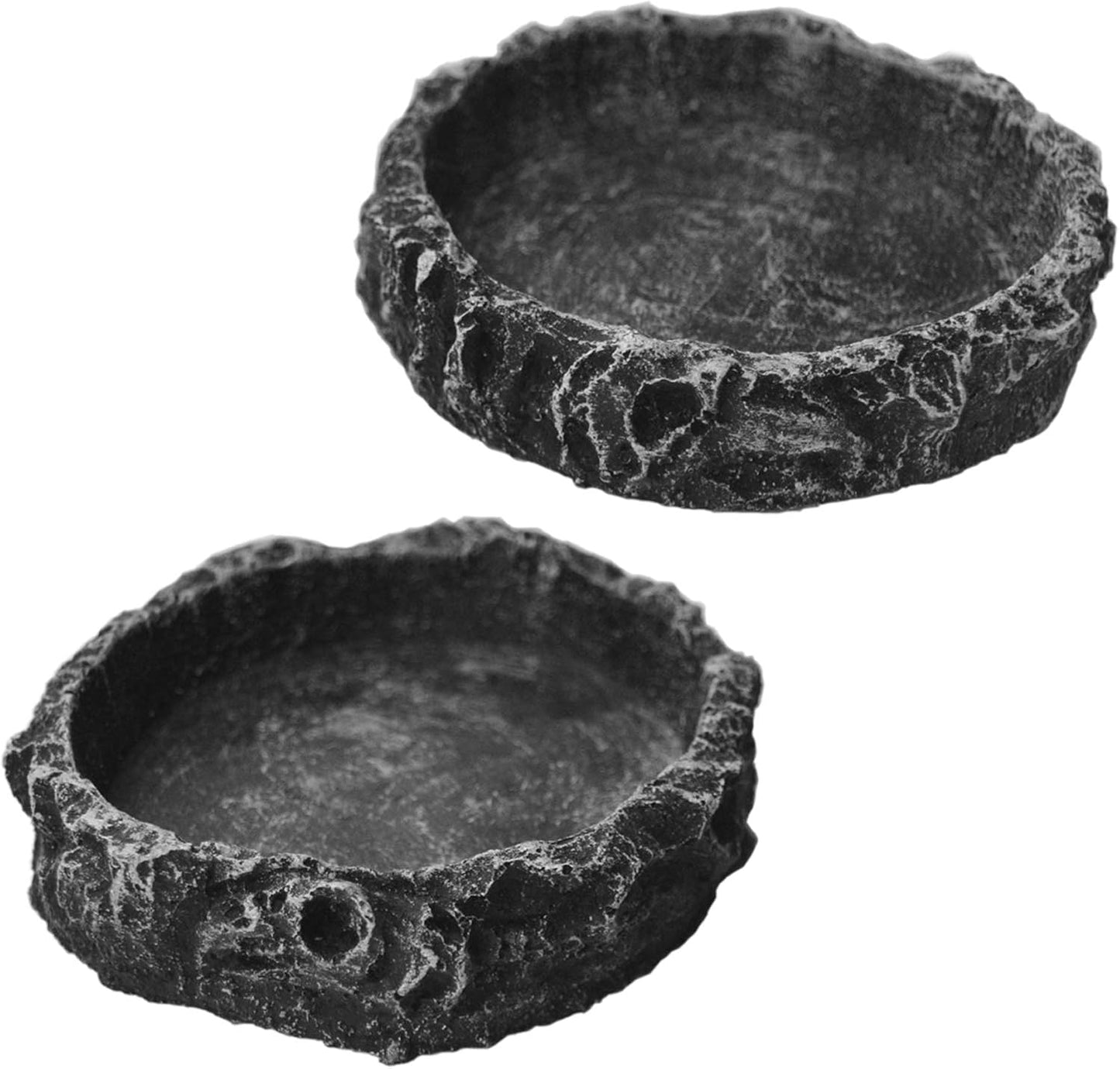 2 Pack Reptile Water and Food Bowls, Feeding Dish for Leopard Gecko, Lizard, Spider, Scorpion, Chameleon - Breadworm Feeding (2Pcs Round)