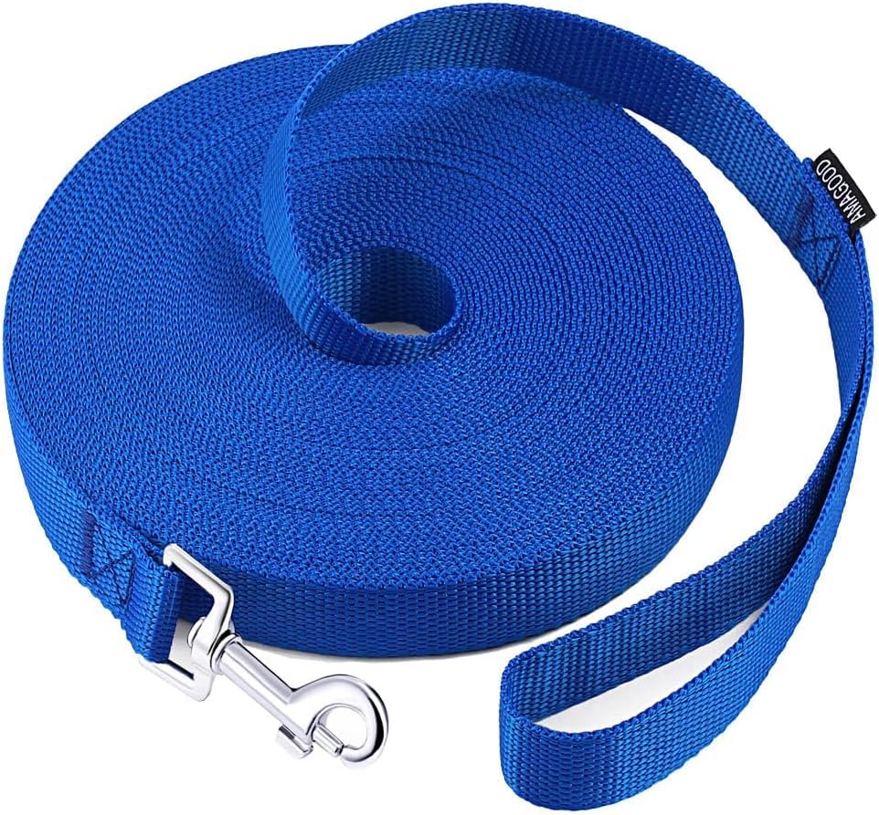 AMAGOOD Dog/Puppy Obedience Recall Training Agility Lead-15 ft 20 ft 30 ft 50 ft Long Leash-for Dog Training,Tie Out,Play,Safety,Camping (15 feet, Black)