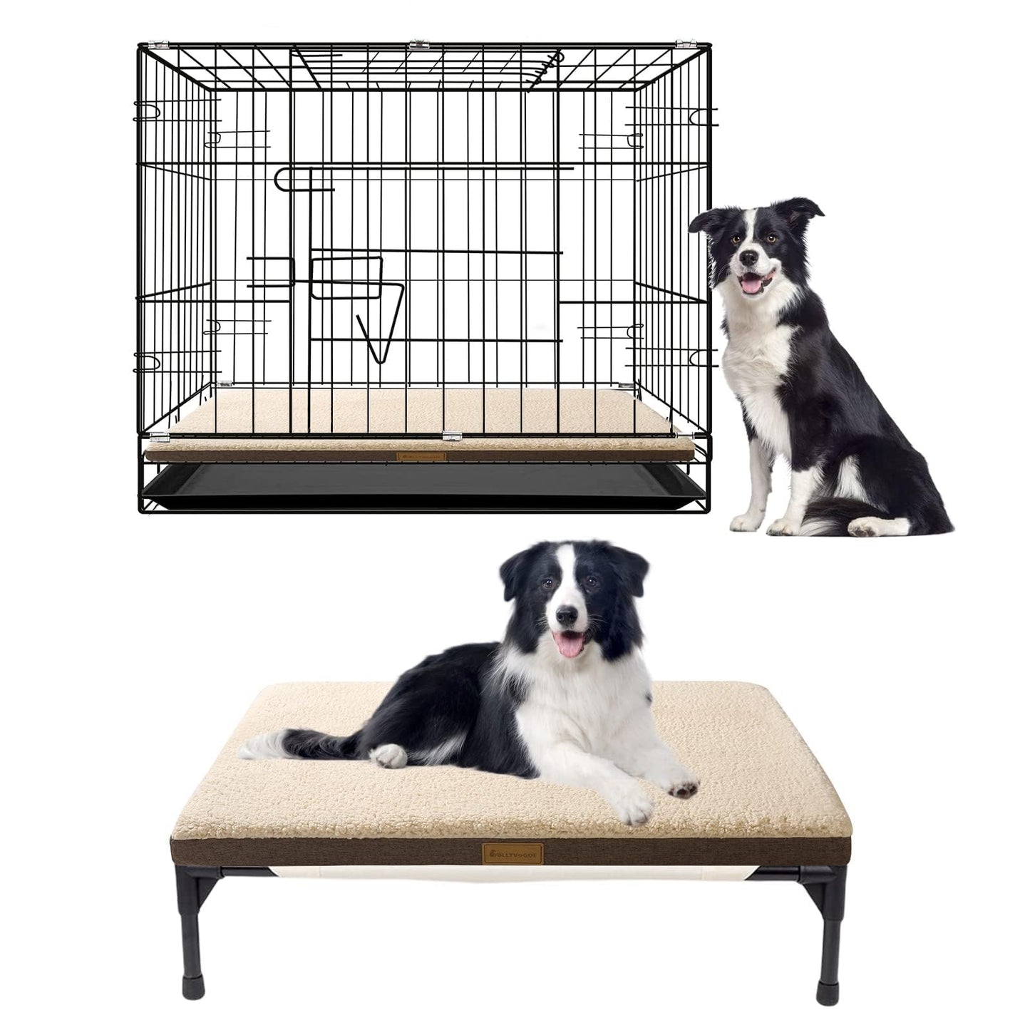 JOLLYVOGUE Dog Bed Large, Orthopedic Dog Bed Support Egg Crate Foam Dog Beds, Soft & Cozy Pet Bed Mat with Removable Washable Cover (Large, Dark Grey, Up to 75 lbs)