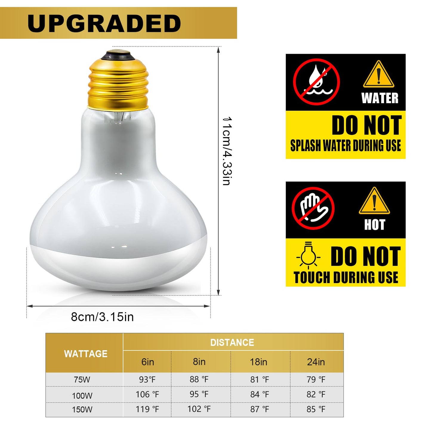 MIXJOY Reptile Heat Lamp, 2 Pack 100W Reptile Heat Lamp Bulbs, UVA Daylight Basking Spot Light for Reptiles and Amphibians - Lizard, Tortoise, Bearded Dragon