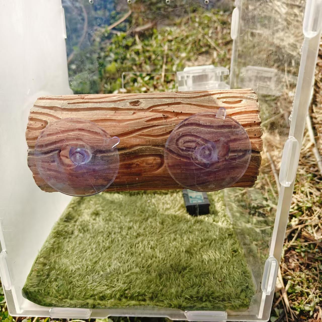 Natural Coffee Resin Reptile Cave for Leopard Geckos and Bearded Dragon Bathing Hideouts, with Driftwood-Textured Terrace Decoration, Desert Habitat Accessories for Small Lizards and Pet Reptiles