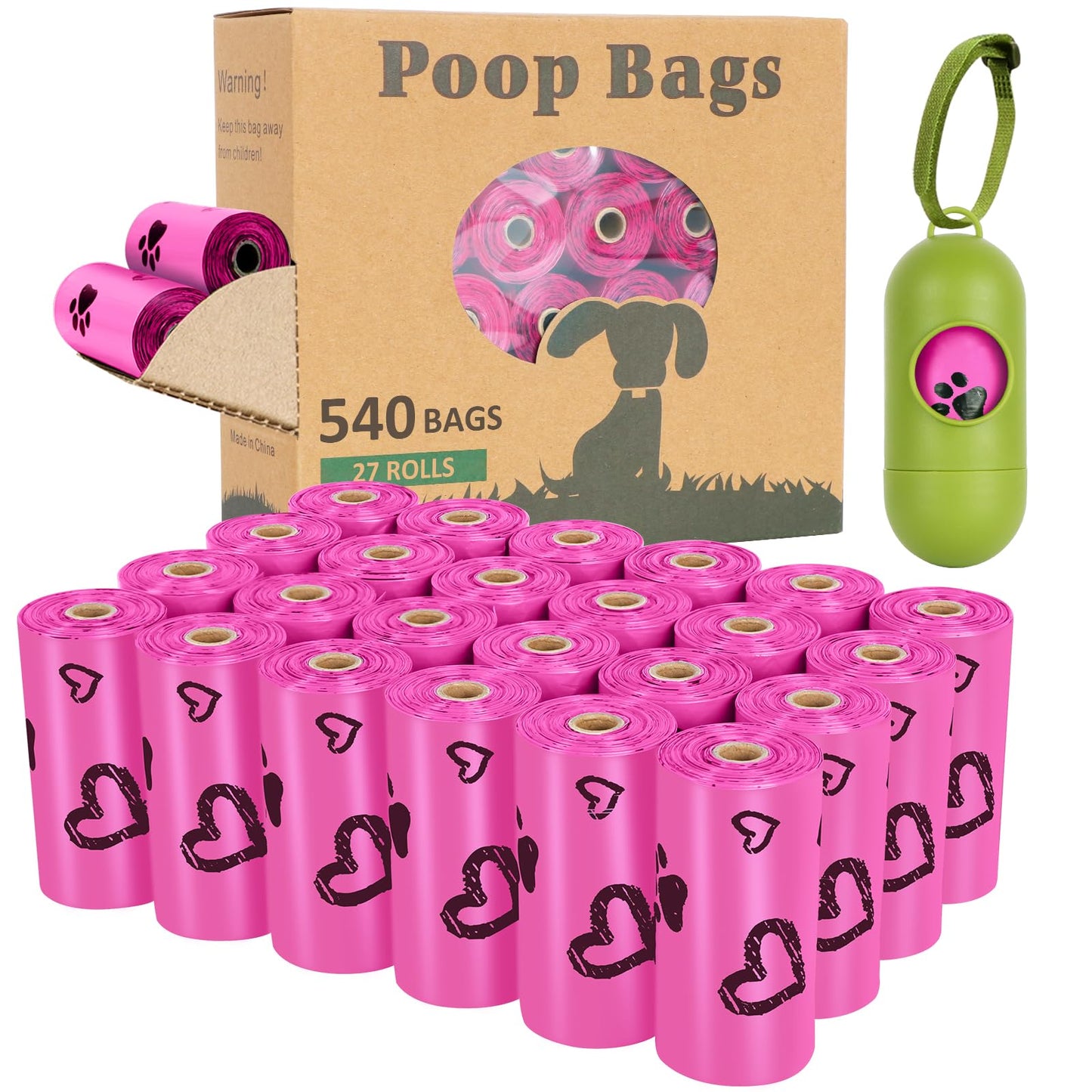 Yingdelai Dog Poop Bags, 540 Counts Poop Bags Leak-Proof Dog Waste Bags with 1 Dispenser Poop Bags for Dogs|Doggy (Scented)