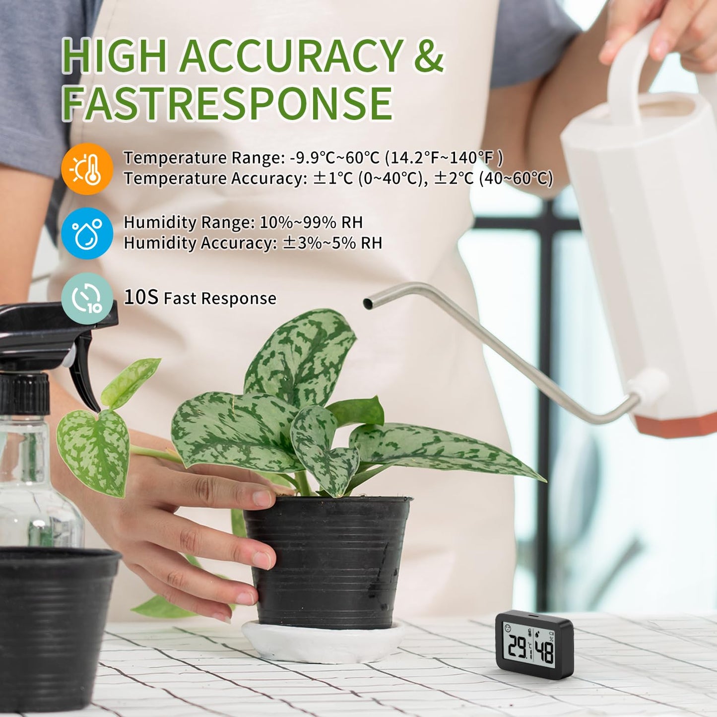 DOOMAY 2-Pack Mini Hygrometer Indoor Thermometer, Humidity Gauge with ℃/℉ Switch, Humidity Meter Digital Temperature Monitor for Greenhouse Babyroom Cellar Reptile Incubator Closet
