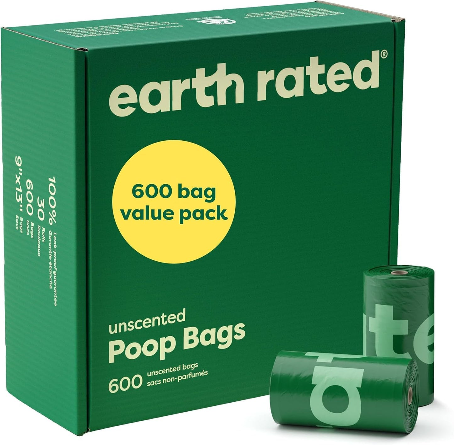 Earth Rated (A Canadian Company), Poop Bags for Dogs, Guaranteed Leak Proof and Extra Thick Waste Bag Refill Rolls, Lavender Scented, 270 Count