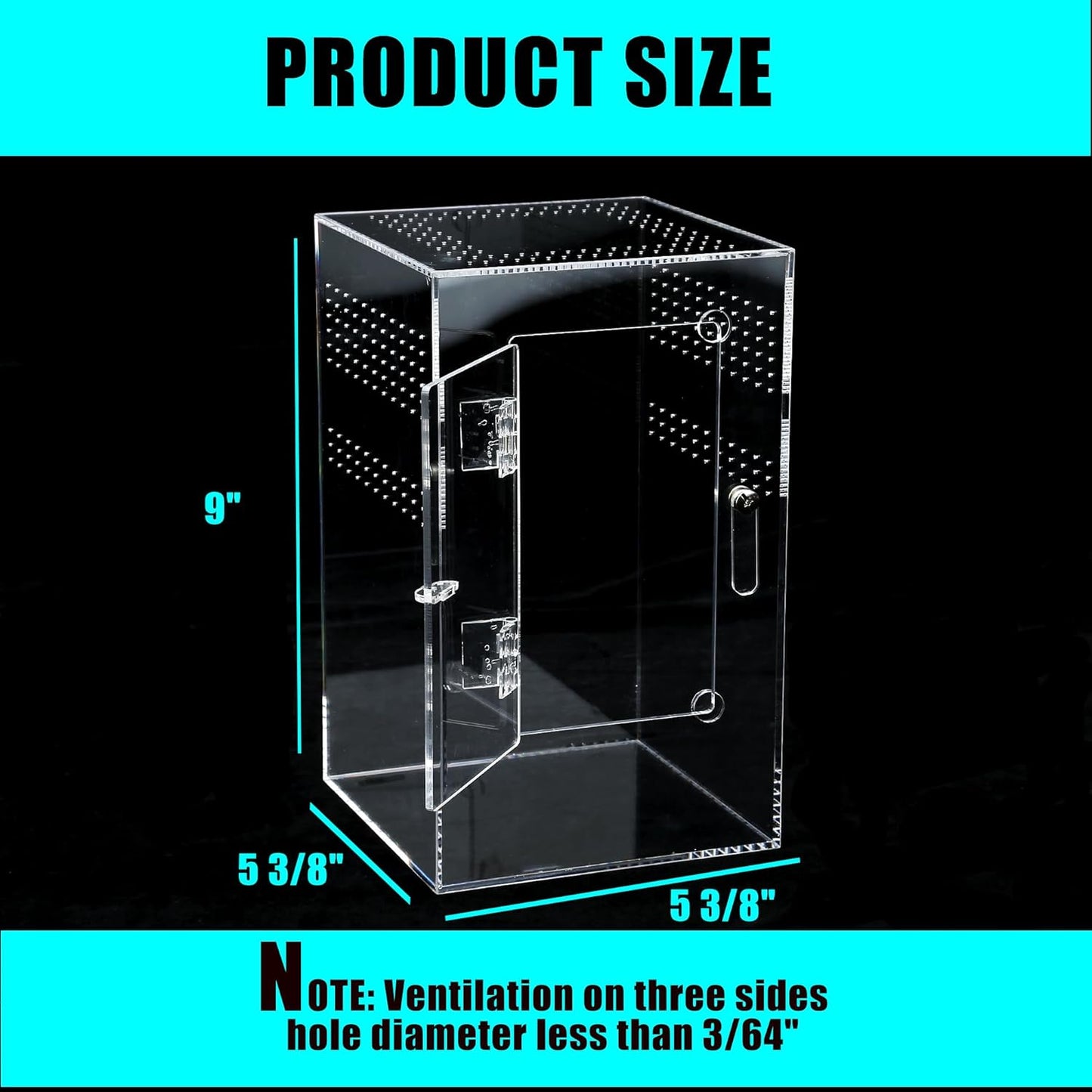 Acrylic Tarantula Enclosure Jumping Spider Enclosure with Front Opening Door 5.3 * 5.3 * 9 Inches Micro Habitat Terrarium for Small Tree Dwelling Reptiles, Spiders & Invertebrates (Enclosure&Feeder) - Furr-Reel