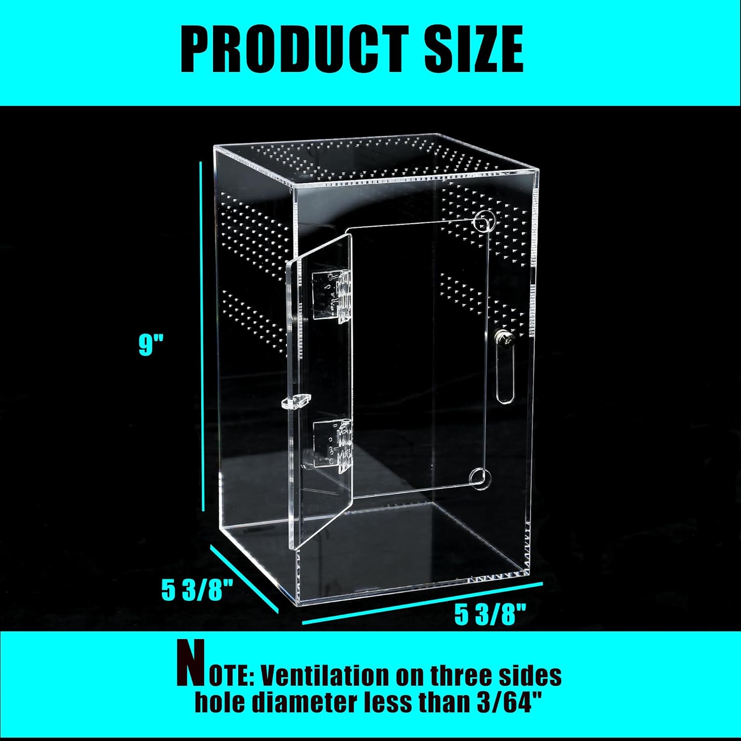 Acrylic Tarantula Enclosure Jumping Spider Enclosure with Front Opening Door 5.3 * 5.3 * 9 Inches Micro Habitat Terrarium for Small Tree Dwelling Reptiles, Spiders & Invertebrates (Enclosure&Feeder) - Furr-Reel