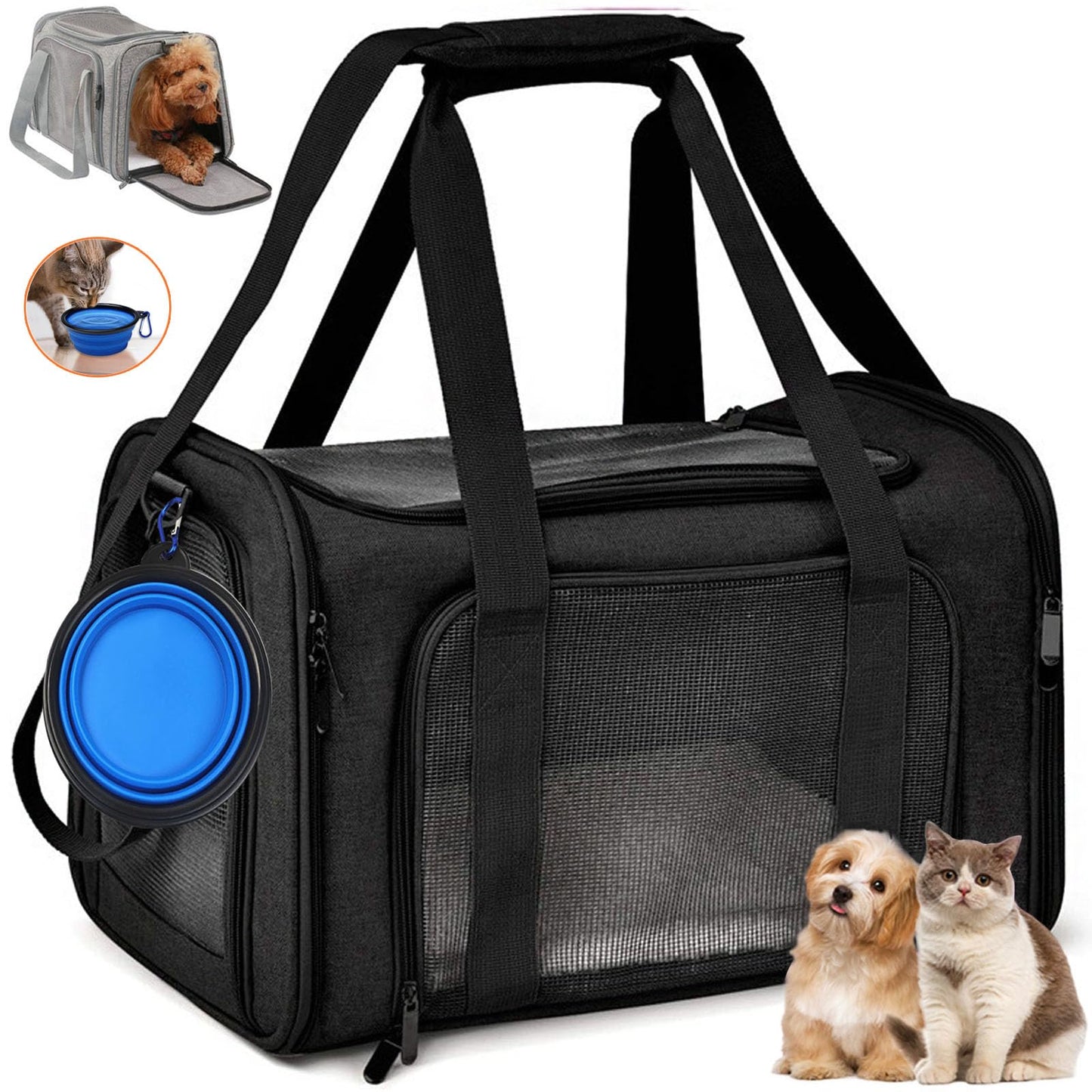 Pet Carrier Airline Approved,Soft Sided Cat Carrier New Upgraded Small Dog Carrier with Lockable Zippers,Breathable Pet Carrier,Dog Carrier for Small Medium Cats Furr-Reel