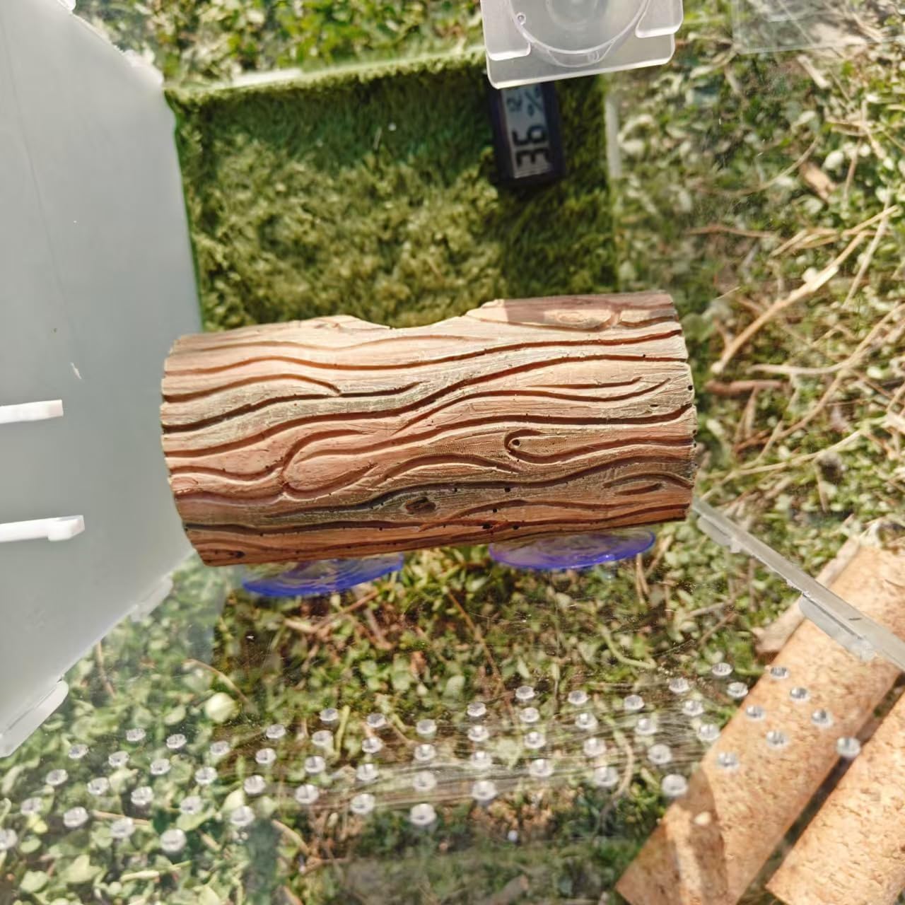 Natural Coffee Resin Reptile Cave for Leopard Geckos and Bearded Dragon Bathing Hideouts, with Driftwood-Textured Terrace Decoration, Desert Habitat Accessories for Small Lizards and Pet Reptiles