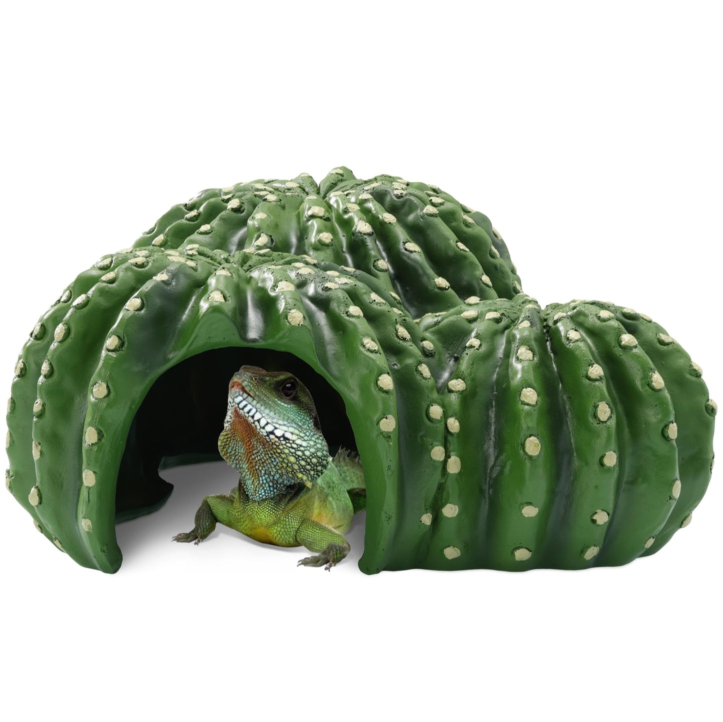 Navaris Cactus Shaped Reptile Hide Out - Reptile Accessories for Leopard Gecko, Snake, Tortoise, and More - Unique Hideout for Vivarium Decorations - Furr-Reel