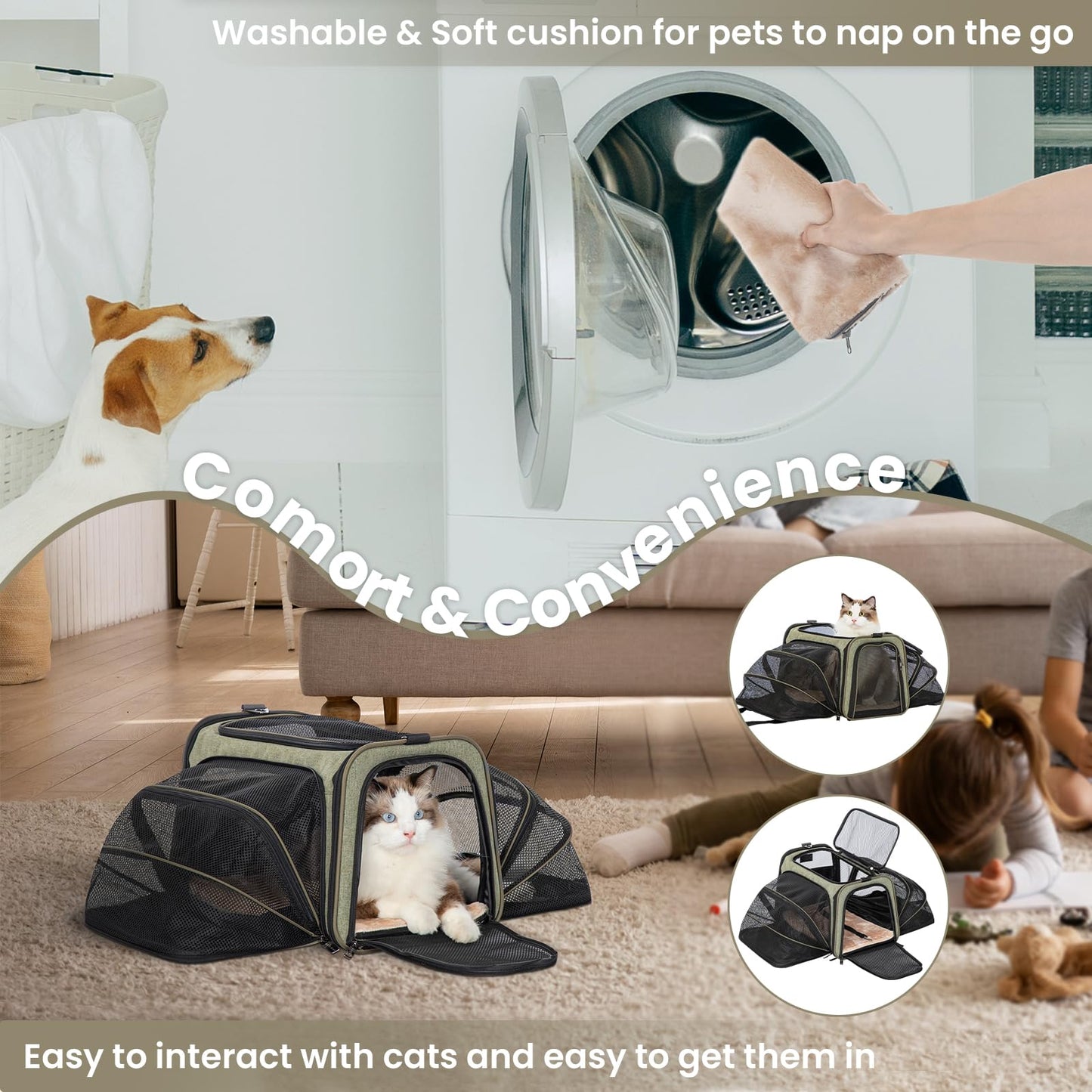 Petsfit Rabbit Carrier Bunny Carriers, Airline Approved Soft-Sided Pet Carrier for Guinea Pig/Cat/Dog/Kittens/Puppy, 16"x 10"x 9"