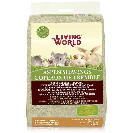 Living World Aspen Wood Shavings for Small Animals, Bedding & Nesting Material, 1200 Cubic Inches