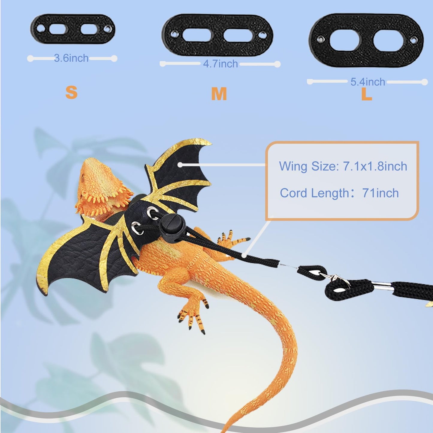 Bearded Dragon Carrier Set - Reptile Kit With Leash, Harness Vest, Shark Costume for Small Pets Travel