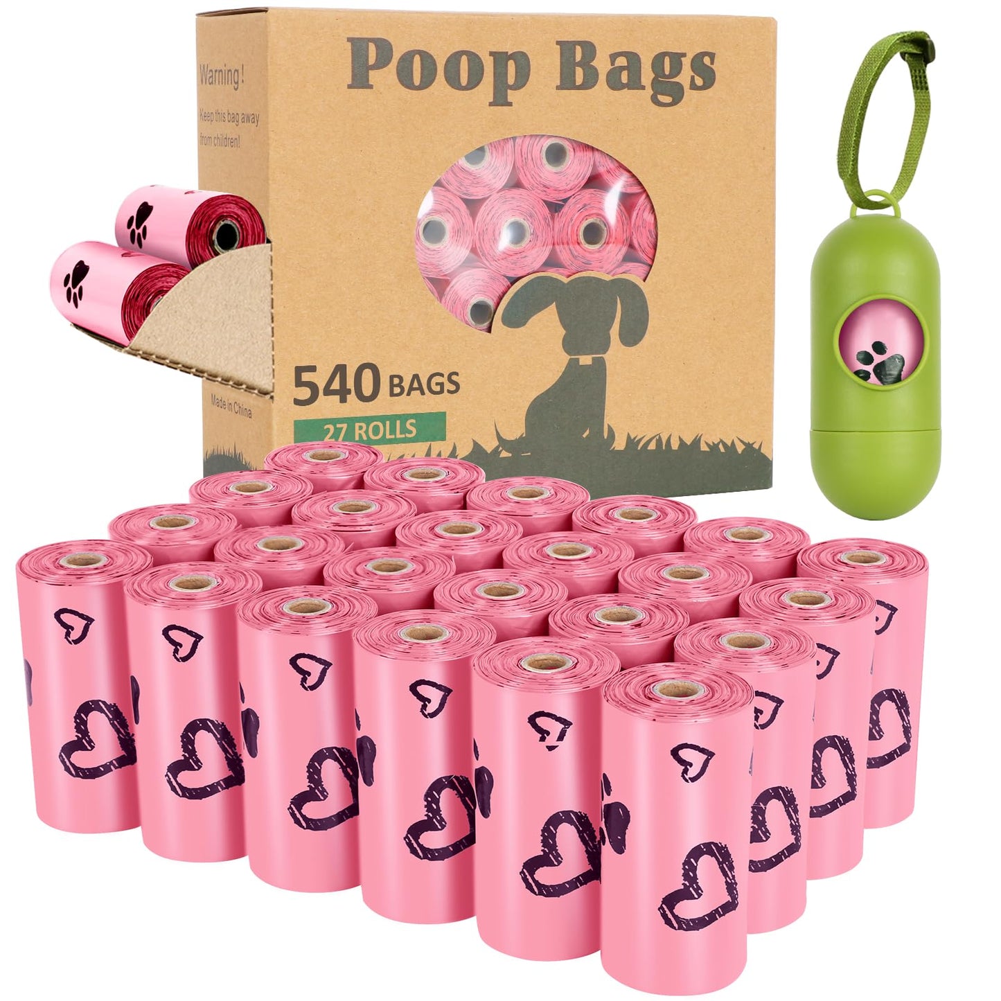Yingdelai Dog Poop Bags, 540 Counts Poop Bags Leak-Proof Dog Waste Bags with 1 Dispenser Poop Bags for Dogs|Doggy (Scented)