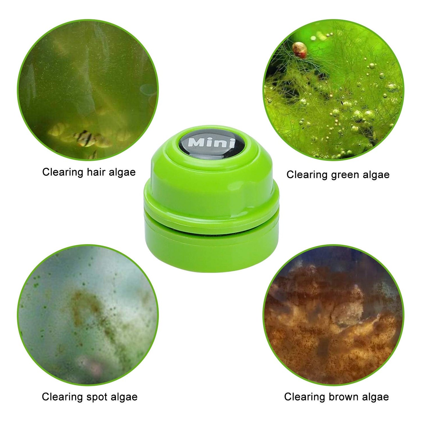 TOP Star Mini Magnet Fish Tank Brush, Aquarium Cleaner, Fish Tank Glass Cleaner, Mini Portable Durable Magnet, Cleaning for Fish Tank and Algae Removal (Green)