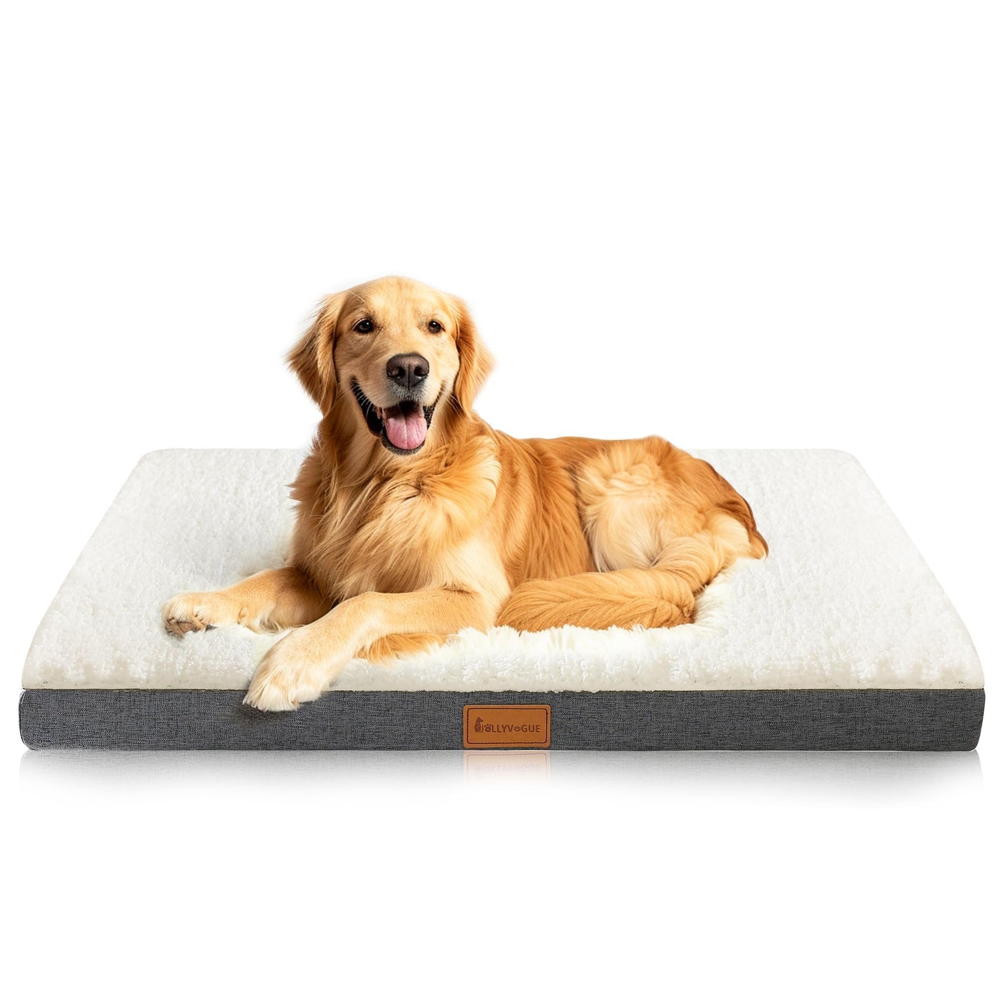 JOLLYVOGUE Dog Bed Large, Orthopedic Dog Bed Support Egg Crate Foam Dog Beds, Soft & Cozy Pet Bed Mat with Removable Washable Cover (Large, Dark Grey, Up to 75 lbs)