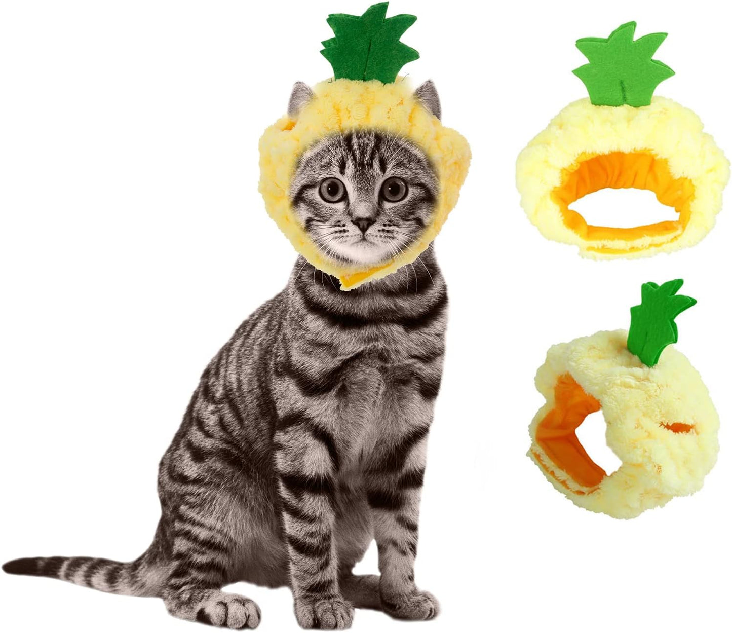 5 Pieces Cat Hat Adjustable Cute Pet Hat, Cats, Kitten and Puppy Accessory Headwear, Pet Hats with Rabbit Ears/Banana/Sunflower/Fruit Apple/Pineapple Cap