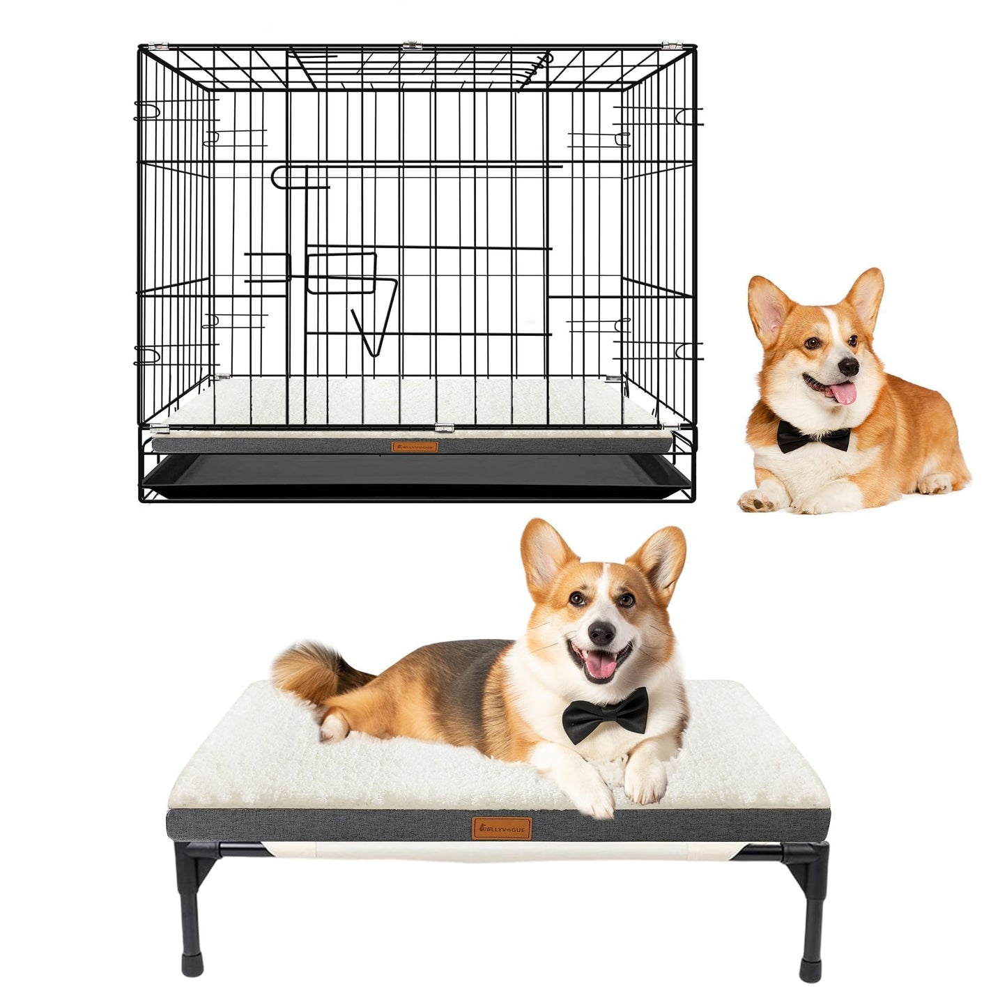 JOLLYVOGUE Dog Bed Large, Orthopedic Dog Bed Support Egg Crate Foam Dog Beds, Soft & Cozy Pet Bed Mat with Removable Washable Cover (Large, Dark Grey, Up to 75 lbs)