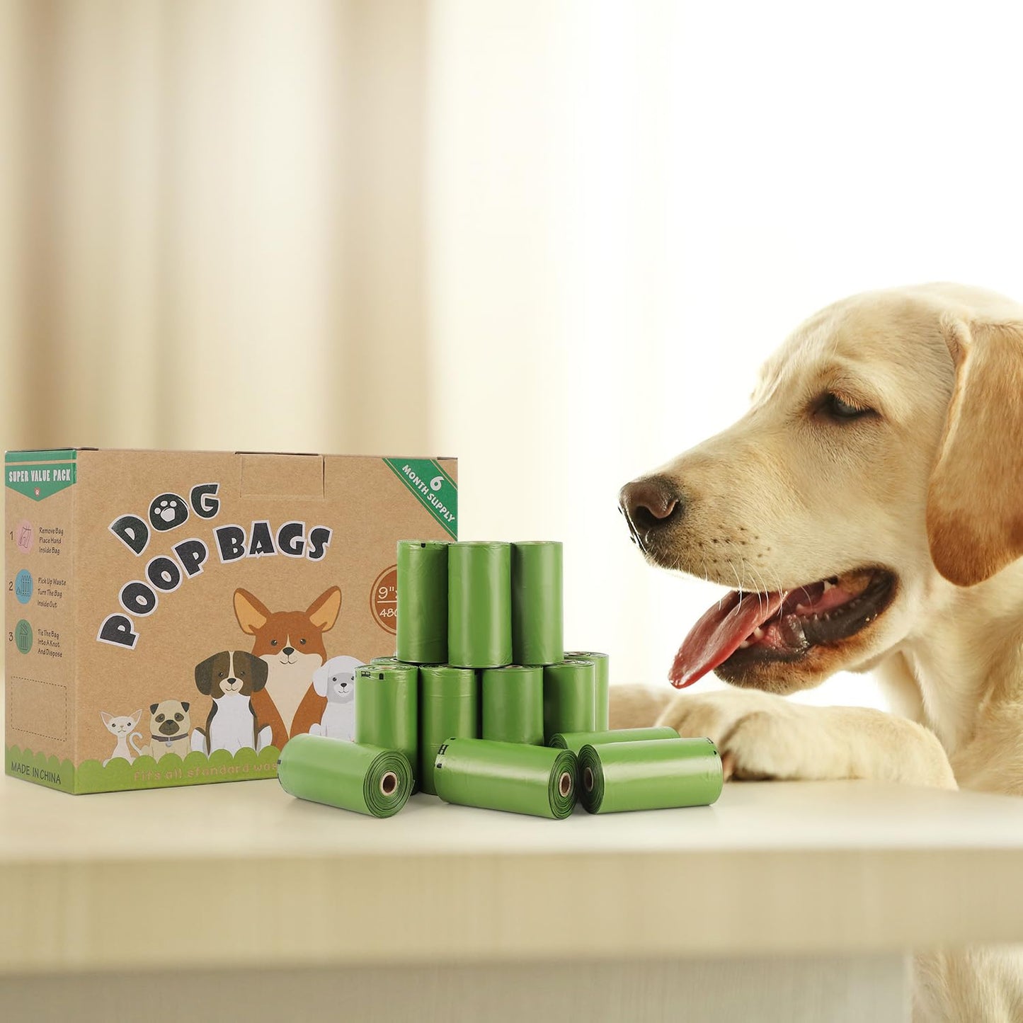 Yingdelai Dog Poop Bags, 540 Counts Poop Bags Leak-Proof Dog Waste Bags with 1 Dispenser Poop Bags for Dogs|Doggy (Scented)