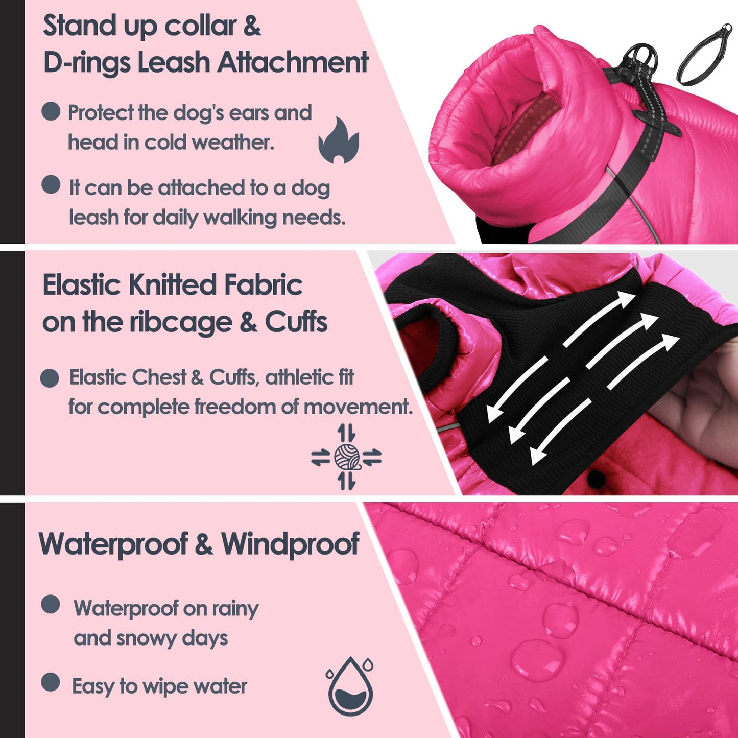 AOFITEE Dog Coat, Waterproof Dogs Jacket for Winter, Warm Fullbody Small Dog Snowsuit, Winter Coat for Small Dogs, Zip Up Pet Puffer Jacket Fleece Vest, Reflective Pet Snow Jackets, Christmas Red Furr-Reel