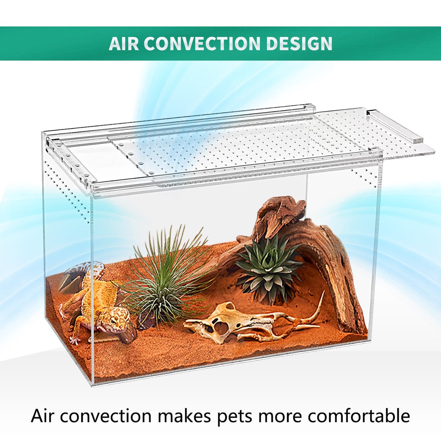 KAKOOTI Reptile Terrarium,6.8" x 6.8"x 6" Reptile Breeding Box, Magnetic Acrylic Enclosure，for Tarantula，Hermit Crab，Jumping Spider，Iguana，Leopard Gecko，Bearded Dragon, Insect, Mantis, Scorpions.