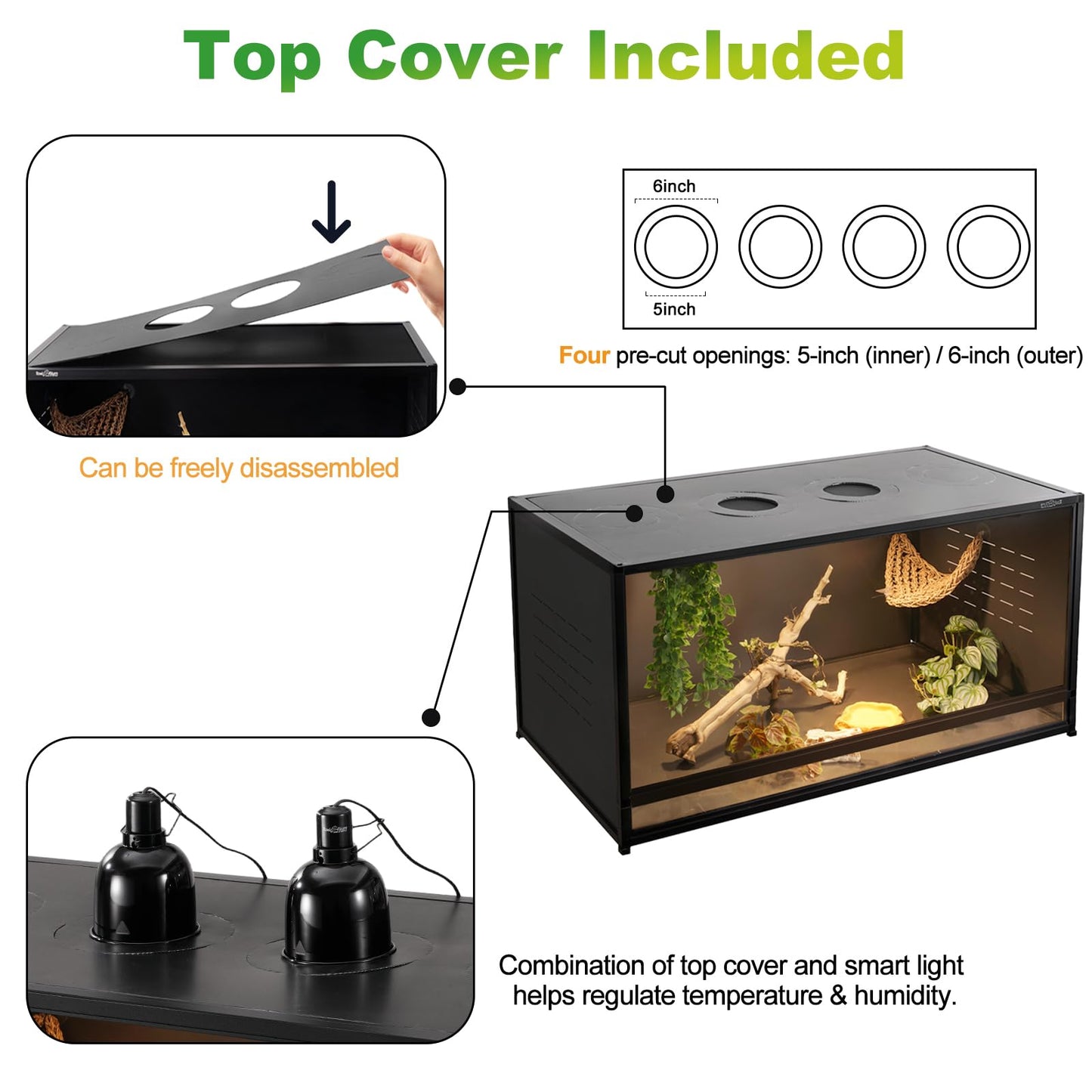 Reptile Terrarium 120 Gallon 4x2x2FT Large PVC Enclosure Breeding Tank for Bearded Dragon Gecko Lizard Snake, Wide Breeding Lounge Vivarium Suit for Juvenile to Adult Reptiles - Furr-Reel