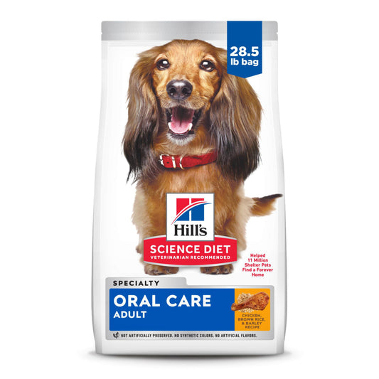 Hill's Science Diet Adult Oral Care Chicken, Rice & Barley Recipe Dry Dog Food for dental health, 28.5 lb Bag