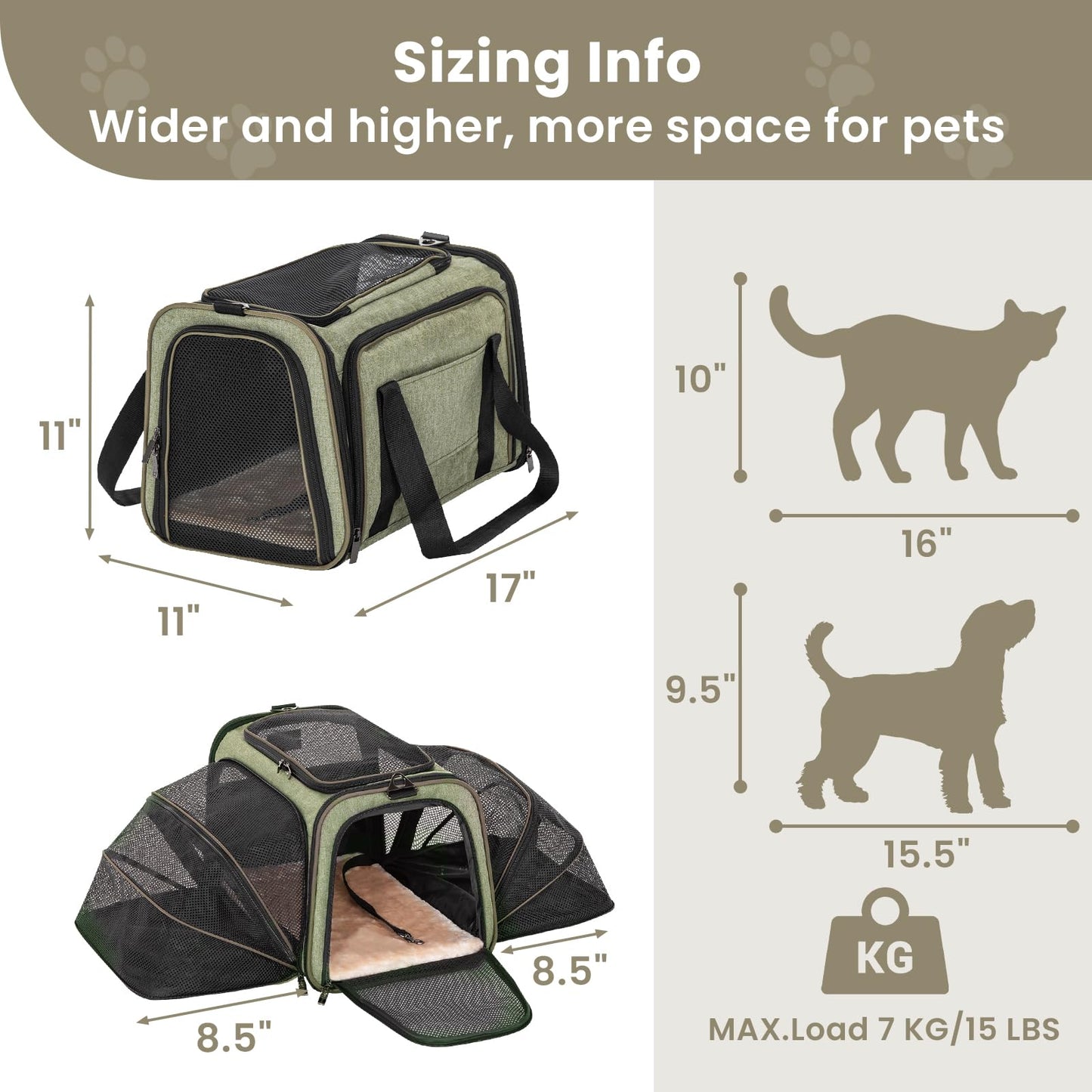 Petsfit Rabbit Carrier Bunny Carriers, Airline Approved Soft-Sided Pet Carrier for Guinea Pig/Cat/Dog/Kittens/Puppy, 16"x 10"x 9"