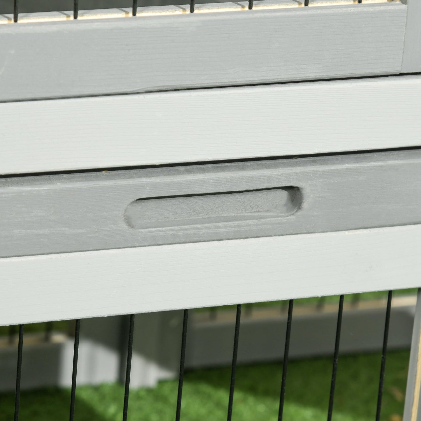 PawHut Solid Wood Rabbit Hutch Bunny Cage Pet Guinea Pig House Outdoor Small Animal Habitat w/Ramp, Weather-Resistant Asphalt Openable Roof, Pull-Out Tray, Dark Grey