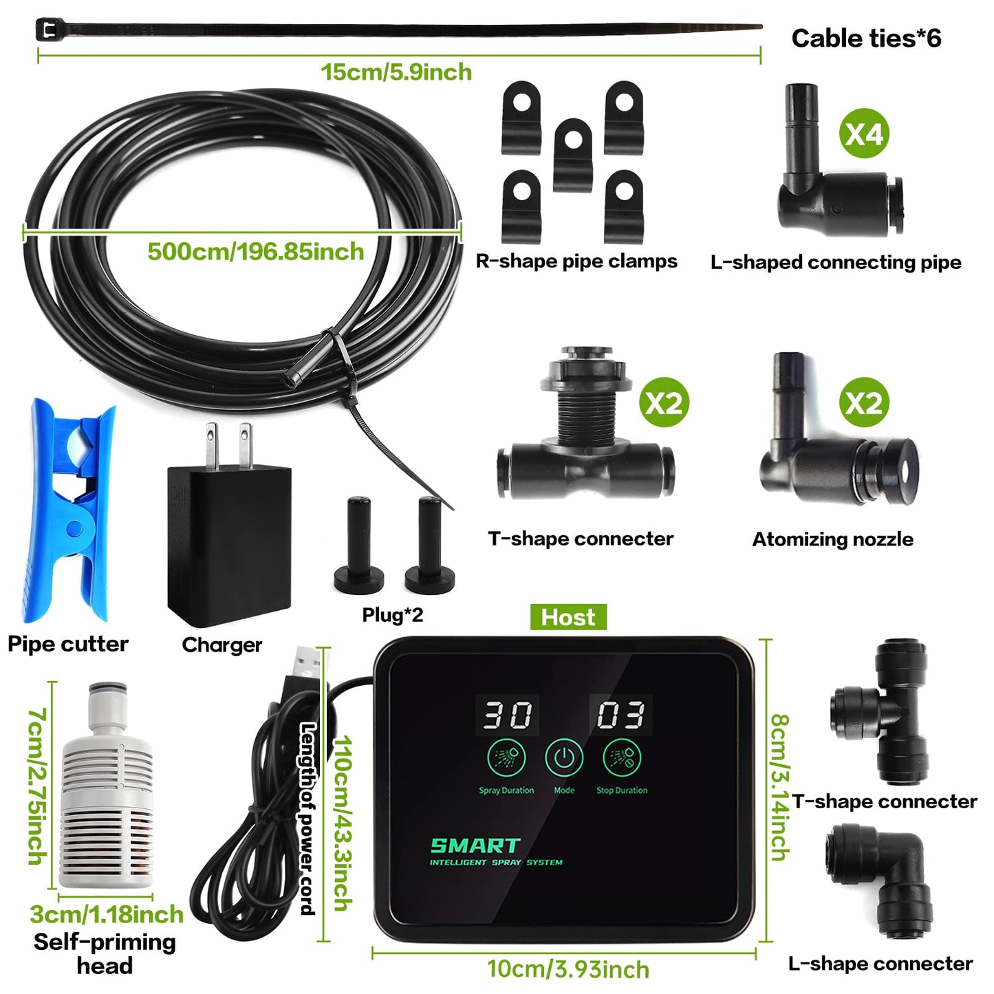 Reptile Smart Mister, Reptile Humidifiers Misting System Automatic with Timer, Terrariums Humidifier with 360°Adjustable Misting Nozzles for Chameleon, Lizard, Snake, Turtle, Frog