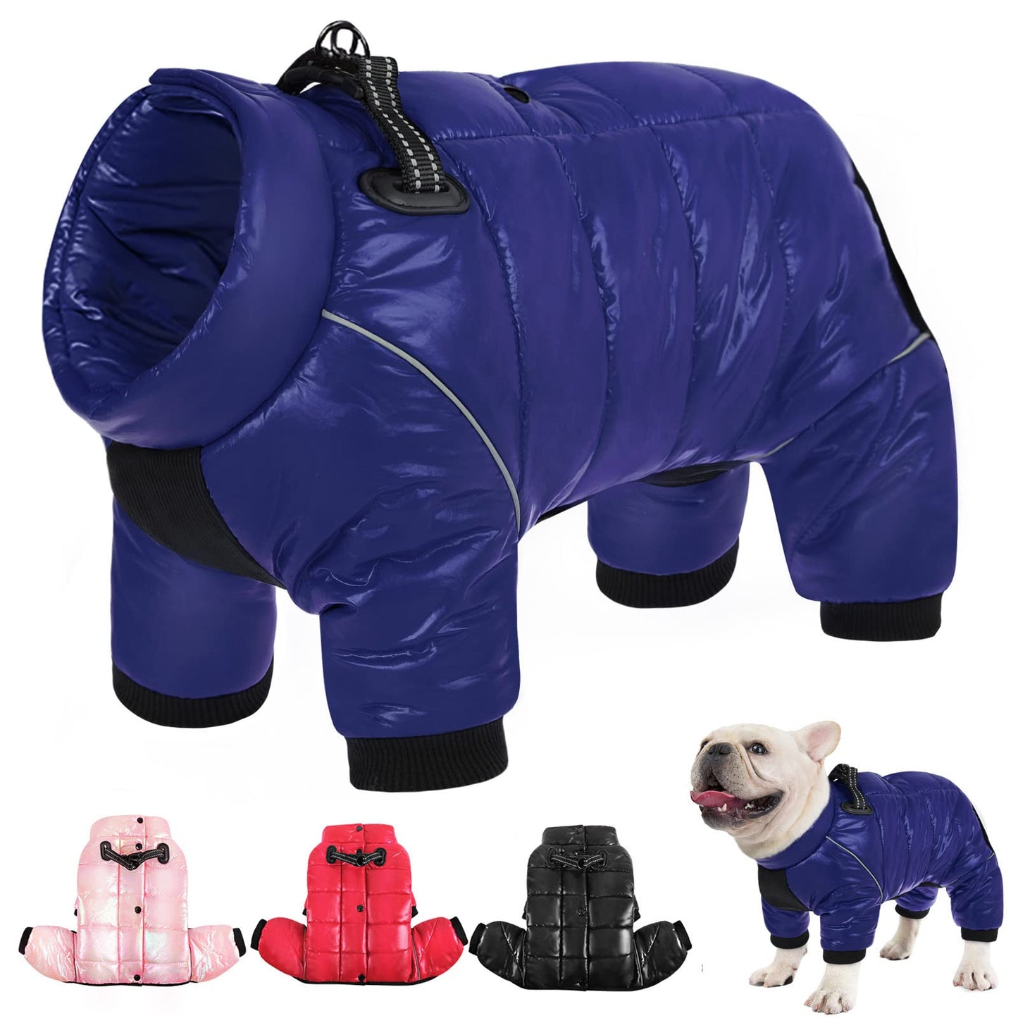 AOFITEE Dog Coat, Waterproof Dogs Jacket for Winter, Warm Fullbody Small Dog Snowsuit, Winter Coat for Small Dogs, Zip Up Pet Puffer Jacket Fleece Vest, Reflective Pet Snow Jackets, Christmas Red Furr-Reel
