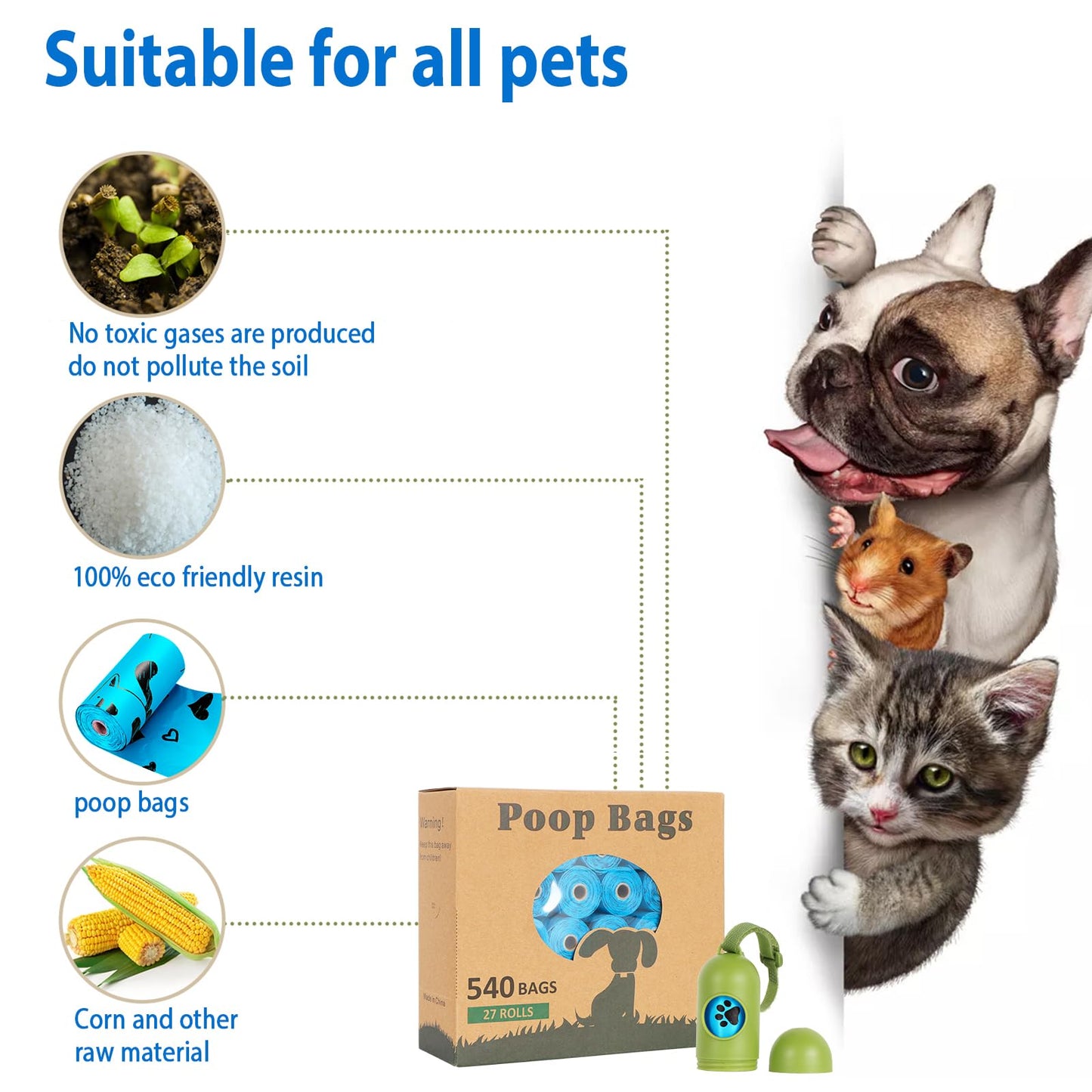 Yingdelai Dog Poop Bags, 540 Counts Poop Bags Leak-Proof Dog Waste Bags with 1 Dispenser Poop Bags for Dogs|Doggy (Scented)