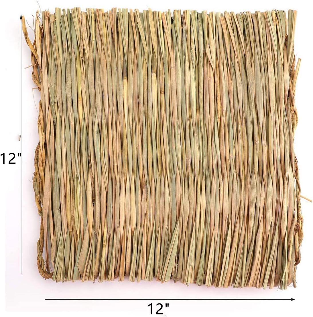 Lot de 4 tapis d'herbe à foin tissée naturelle – Literie pour lapin, doublure de cage comestible, tapis de repos en paille pour cochon d'Inde, rongeur, perroquet, hamster, rat, chinchilla – 30,5 cm