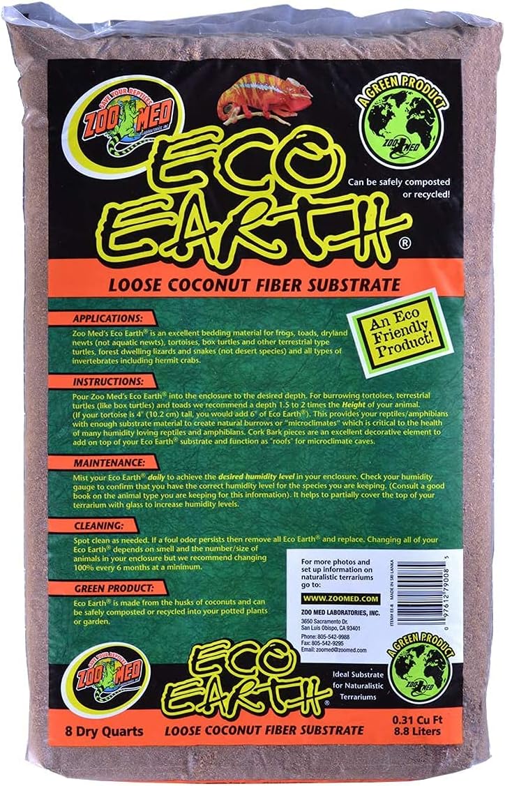 DBDPet 's Bundle 2 Pack Zoomed Eco Earth Loose Coconut Fiber Reptile Substrate 8 quarts | by Zoomed & Includes Attached Pro-Tip Guide - Furr-Reel